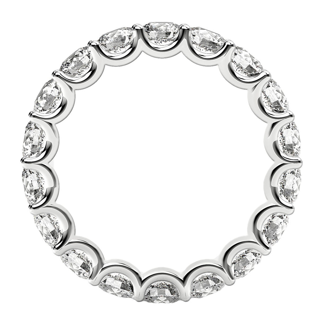 Round cut lab-grown diamond eternity ring in 14k white gold, showcasing timeless elegance and brilliance.