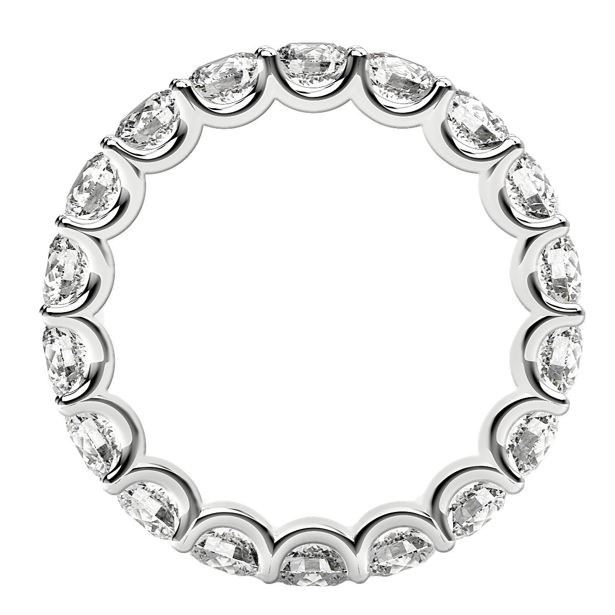 Round cut lab-grown diamond eternity ring in 14k white gold, showcasing timeless elegance and brilliance.