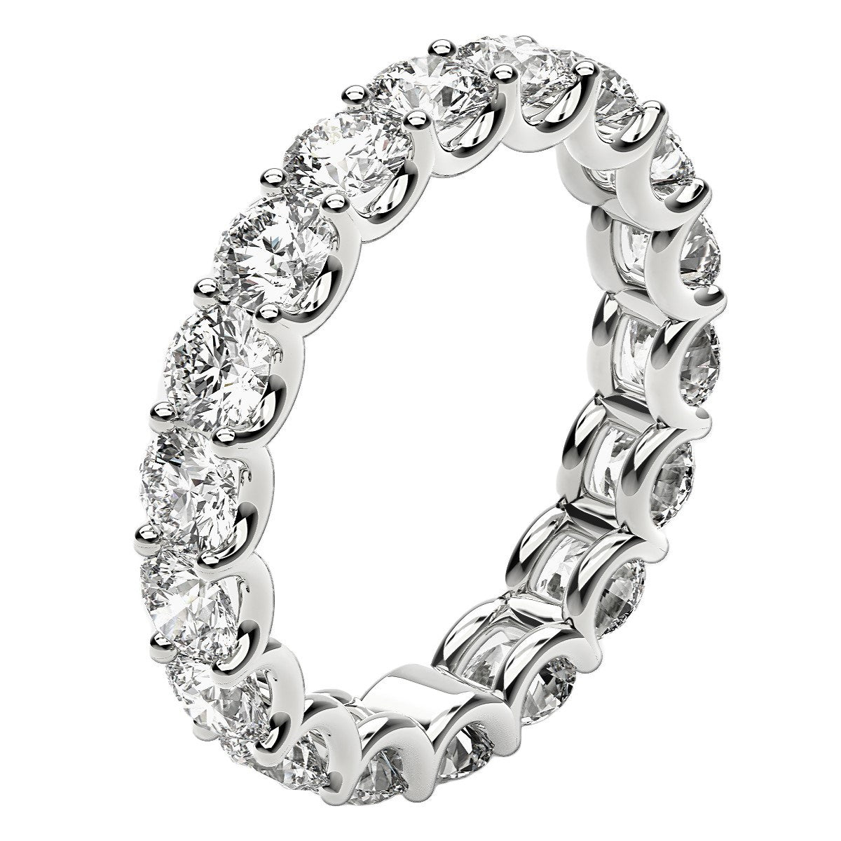 Round cut lab-grown diamond eternity ring in elegant 14k white gold, showcasing timeless brilliance and exquisite craftsma...