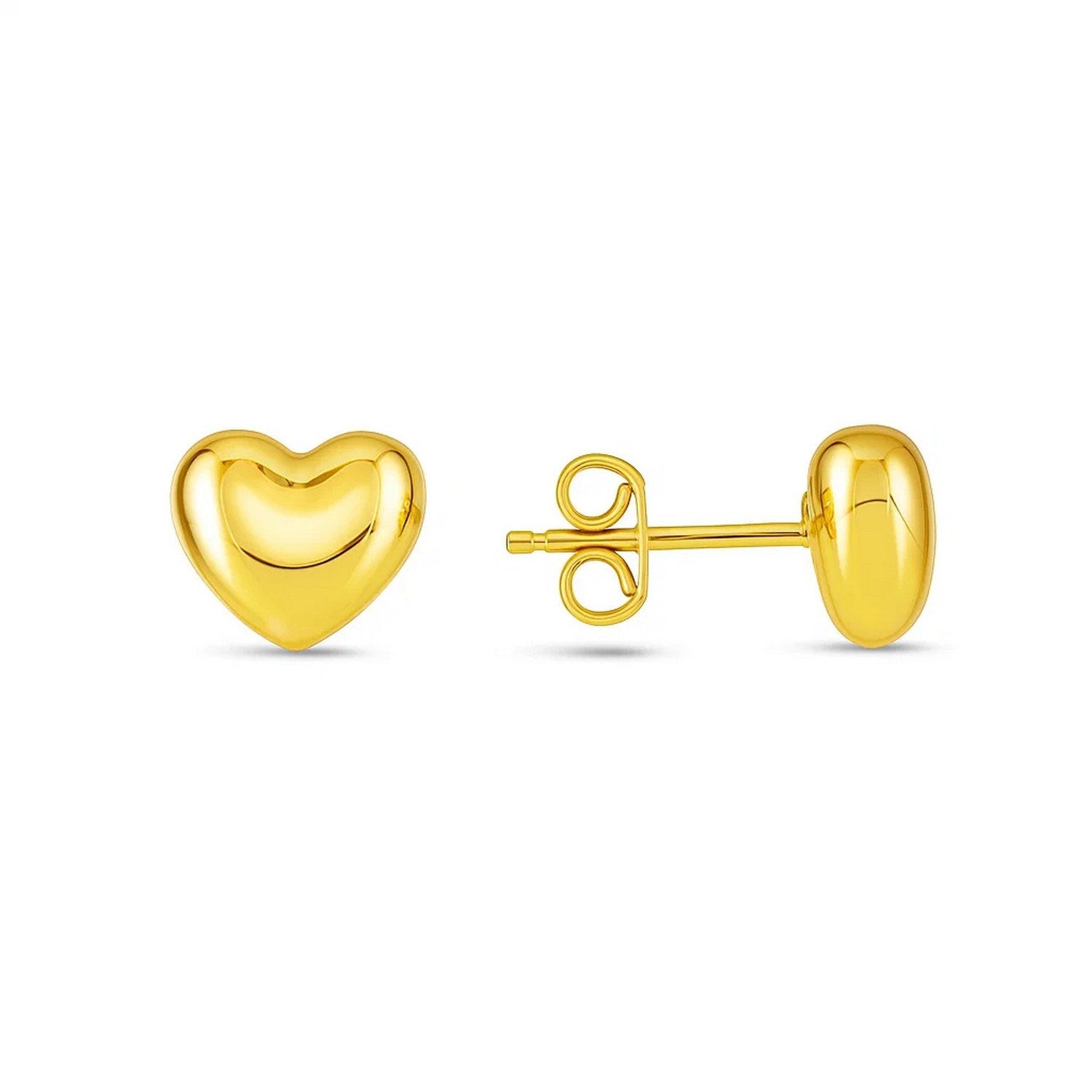 14k yellow gold polished heart post earrings with an elegant design, perfect for adding luxury to any outfit.