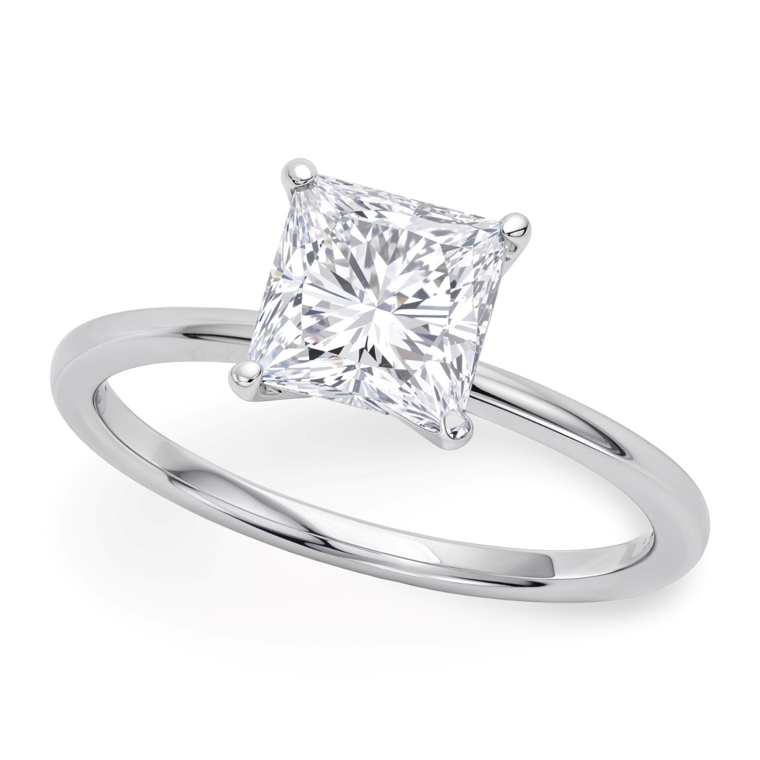 1.50Ct princess cut lab-grown diamond ring in modern 10K white gold, featuring IGI G/VS1 clarity for exquisite elegance.