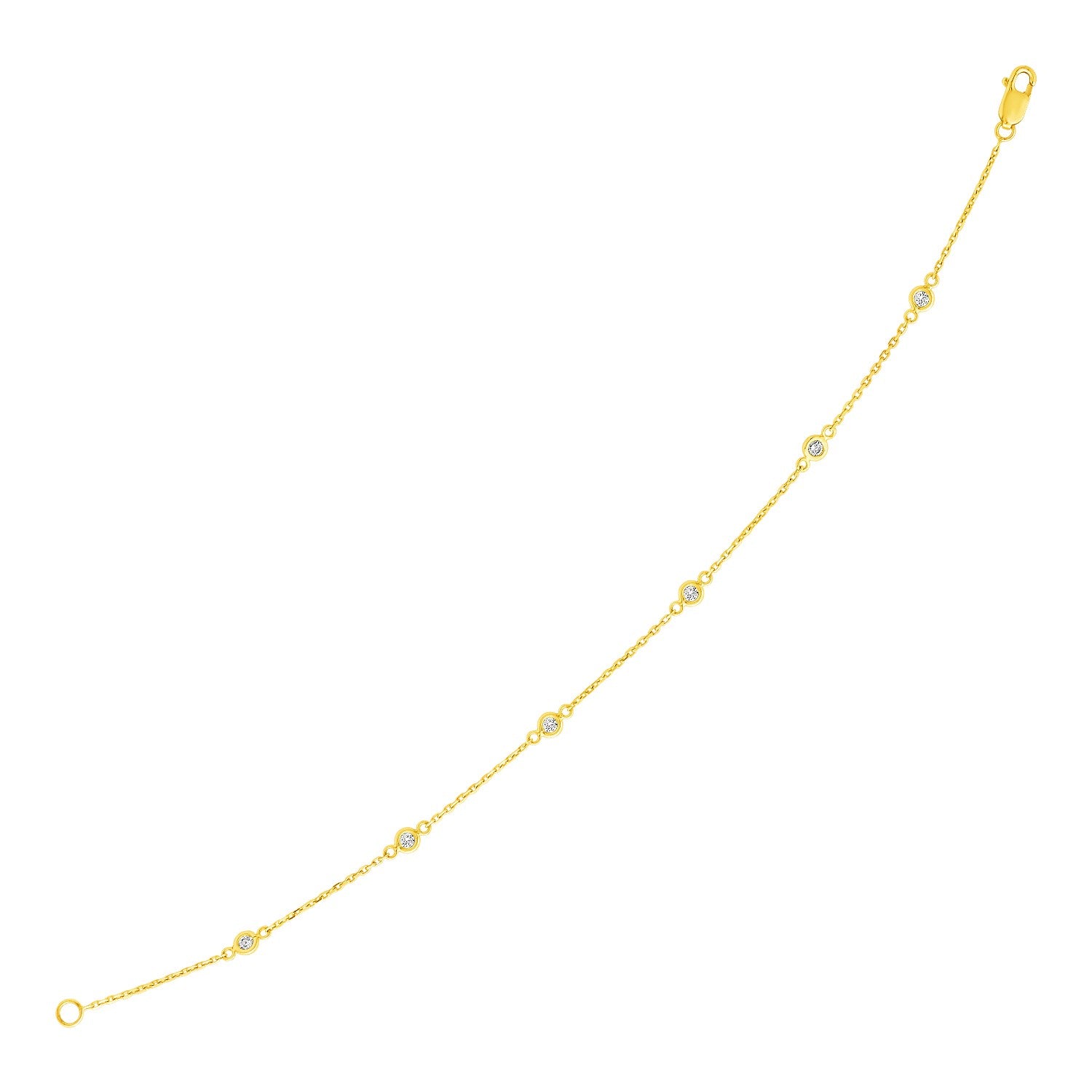 14k yellow gold modern bracelet featuring exquisite diamond stations for a luxurious touch.