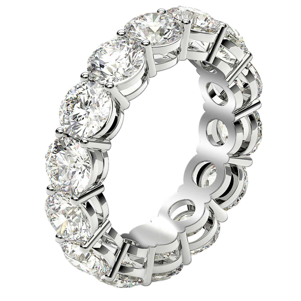 Elegant round cut lab grown diamond eternity ring in 14k white gold, showcasing timeless luxury and exquisite craftsmanship.