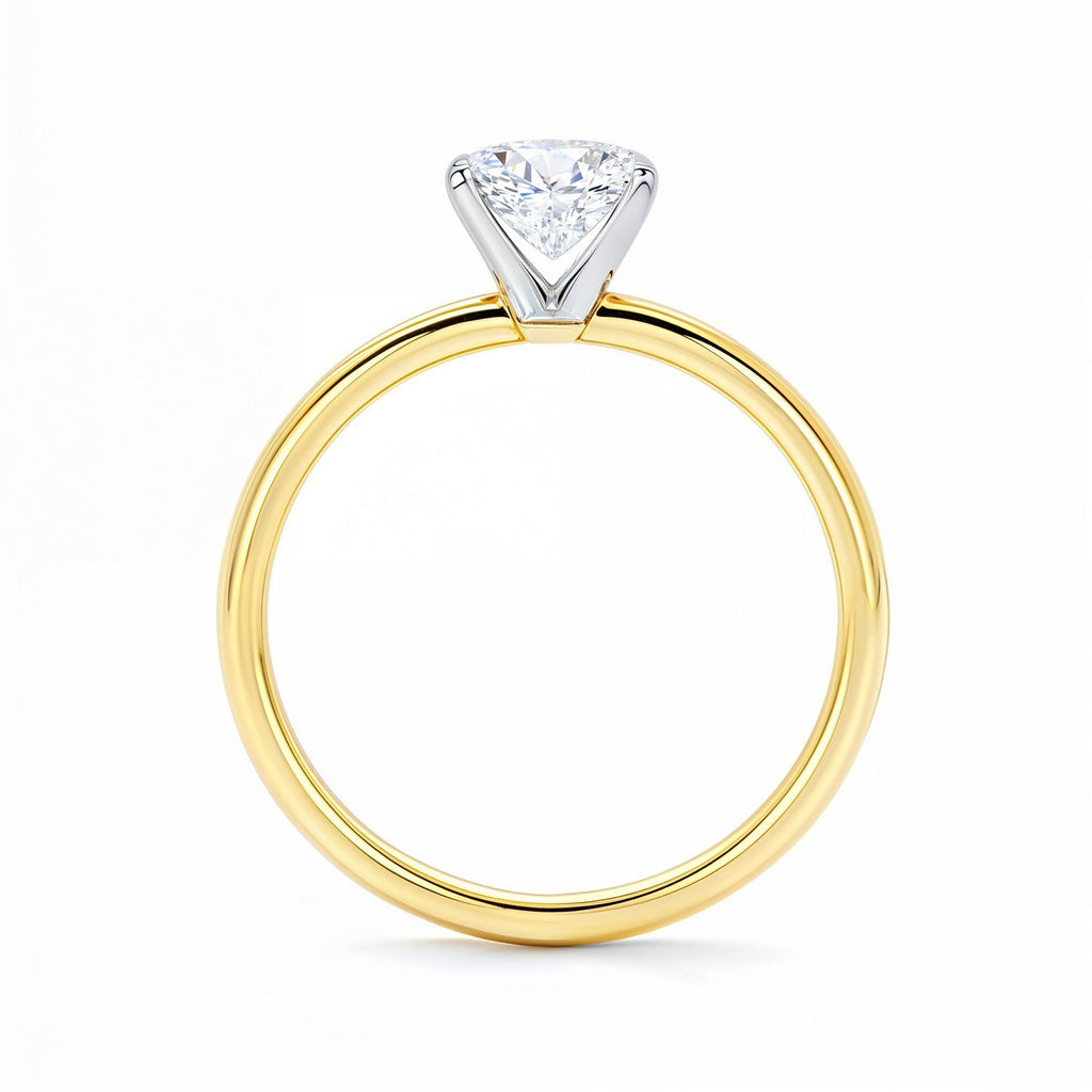 2 carat radiant lab grown diamond solitaire ring in 14k yellow gold, showcasing timeless elegance and classic design.