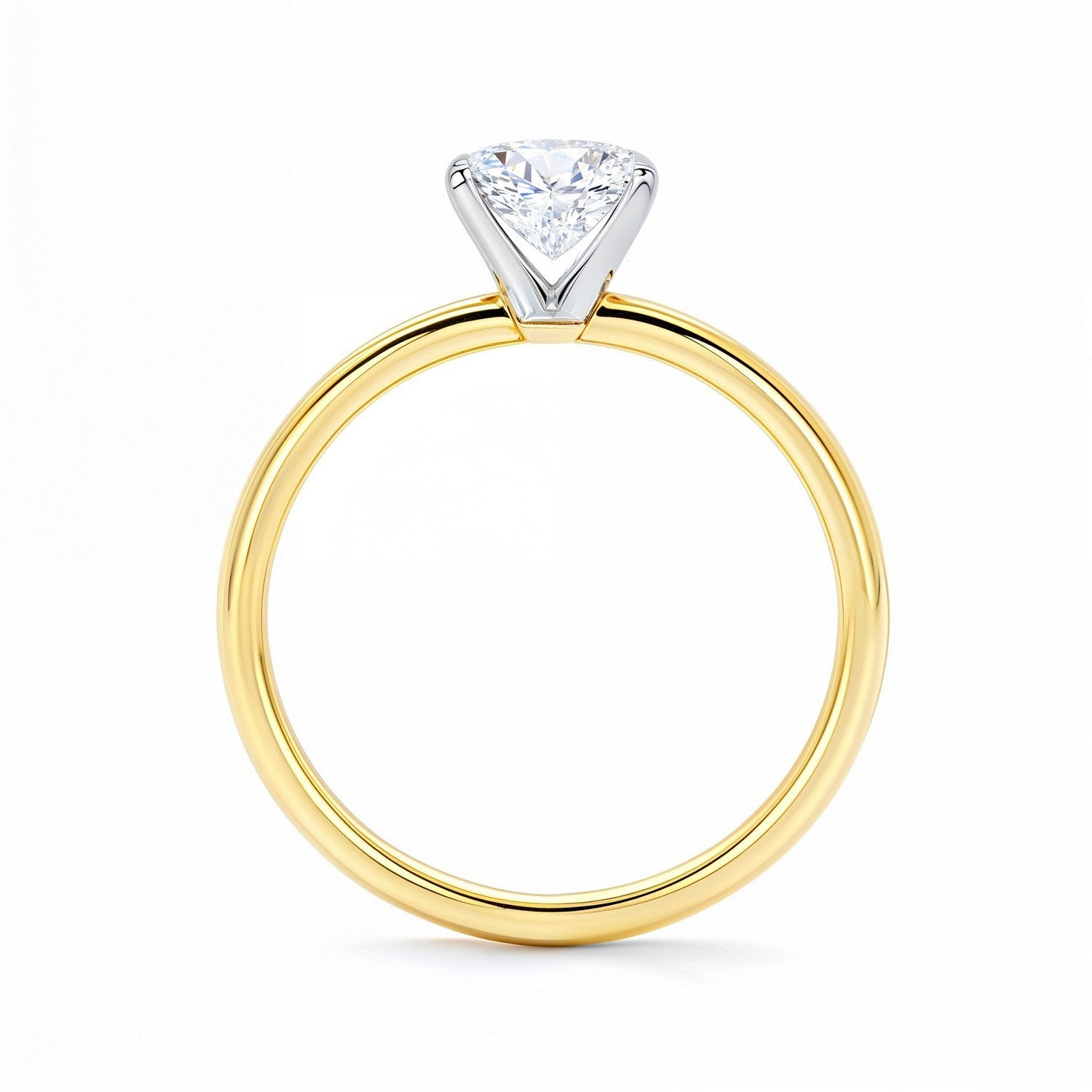 2 carat radiant lab grown diamond solitaire ring in 14k yellow gold, showcasing timeless elegance and classic design.