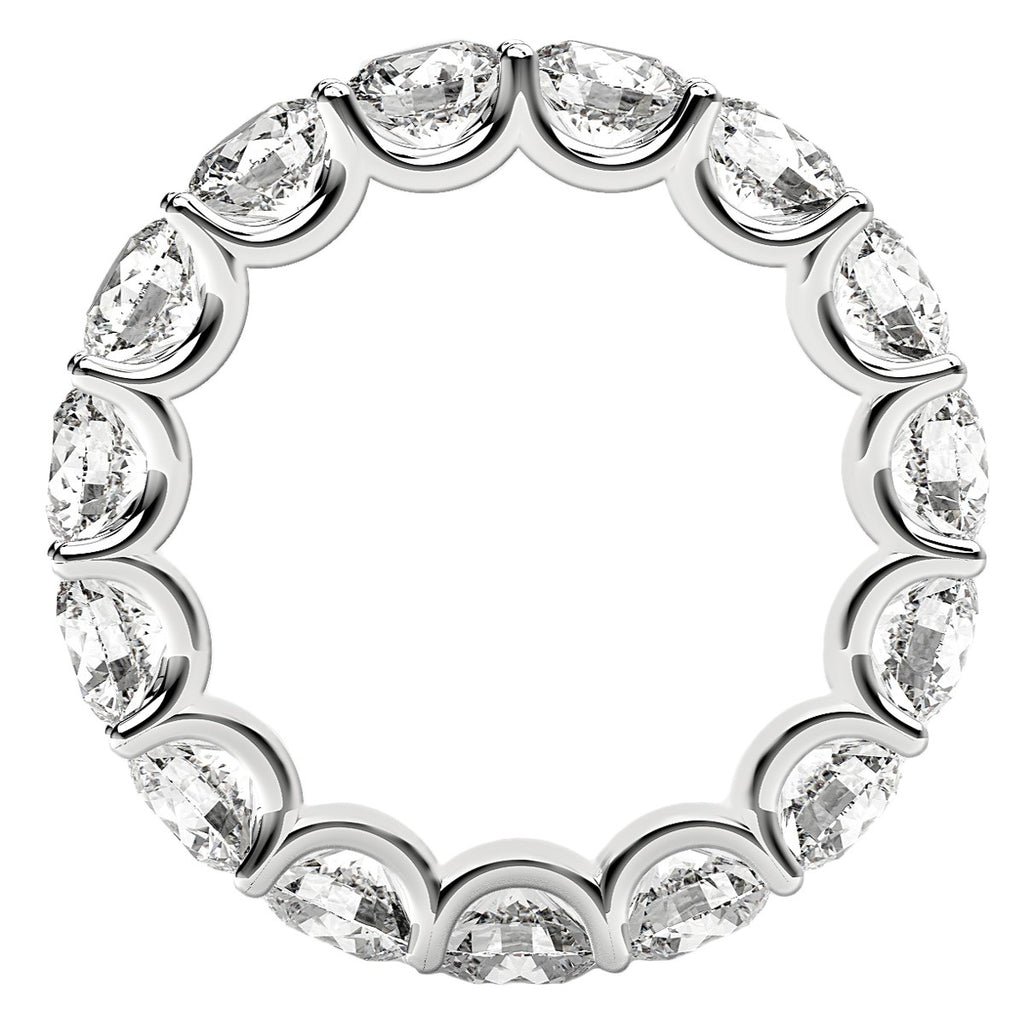 Round cut lab-grown diamond eternity ring in 14k white gold, showcasing elegant design and timeless luxury.