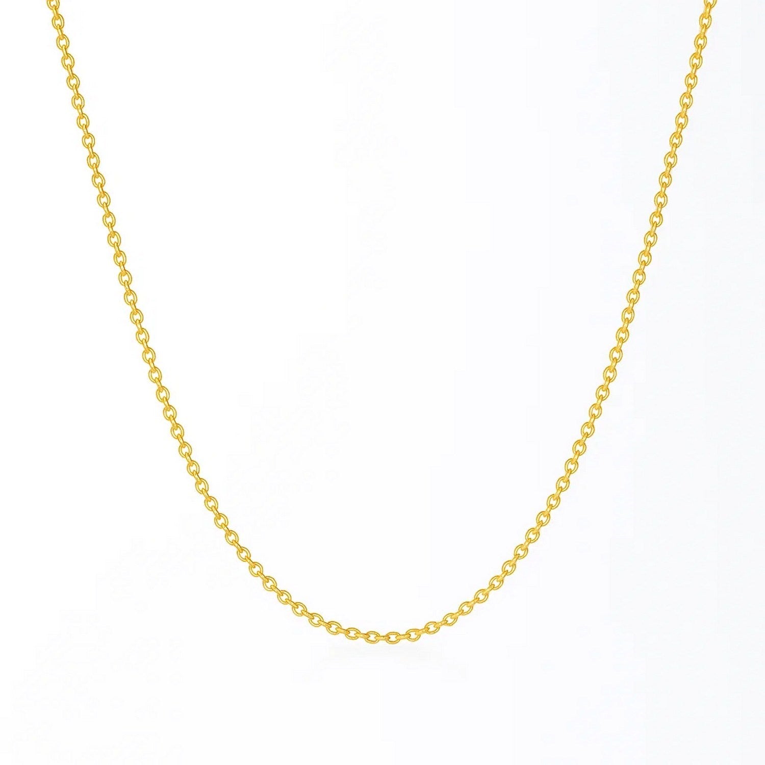 Elegant 14k yellow gold round cable link chain, showcasing refined craftsmanship and timeless design.