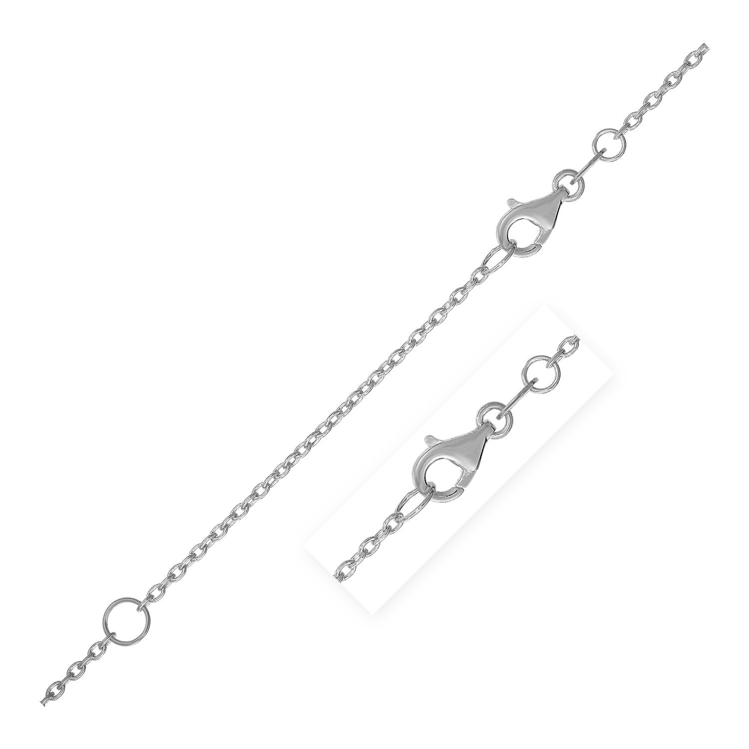 Contemporary 14k white gold extendable cable chain, 1.50 mm, perfect for layering or as a standalone piece.