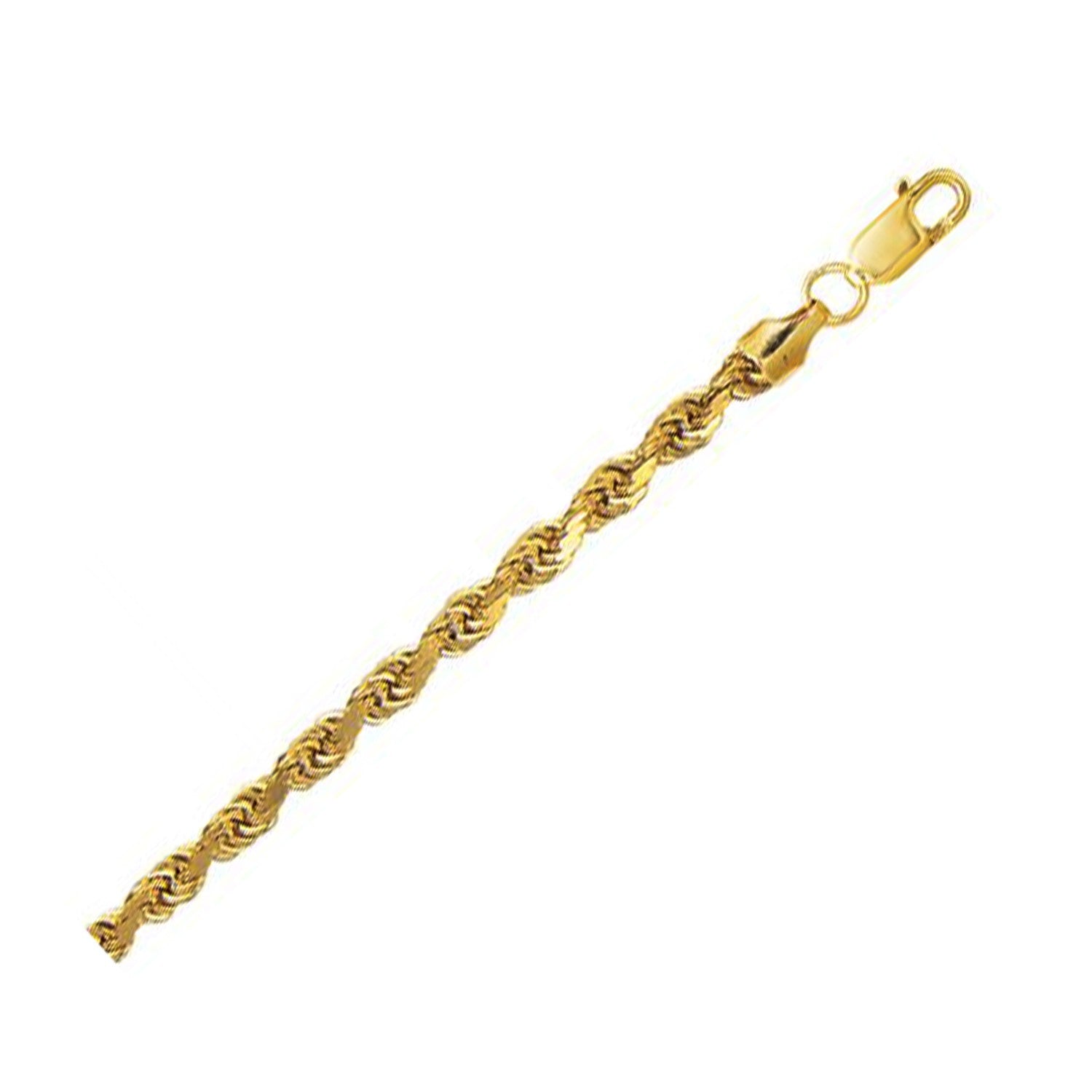 10K yellow gold hollow diamond cut rope chain, 5.00 mm, exuding elegance and luxury for refined jewelry collections.