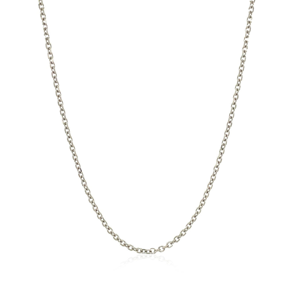 Elegant 18k white gold diamond cut cable link chain, featuring a refined round design, perfect for layering or standalone ...