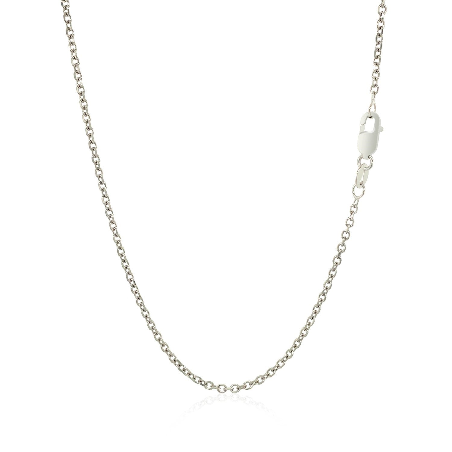 Elegant 18k white gold diamond cut cable link chain, featuring refined round links, perfect for luxurious layering.