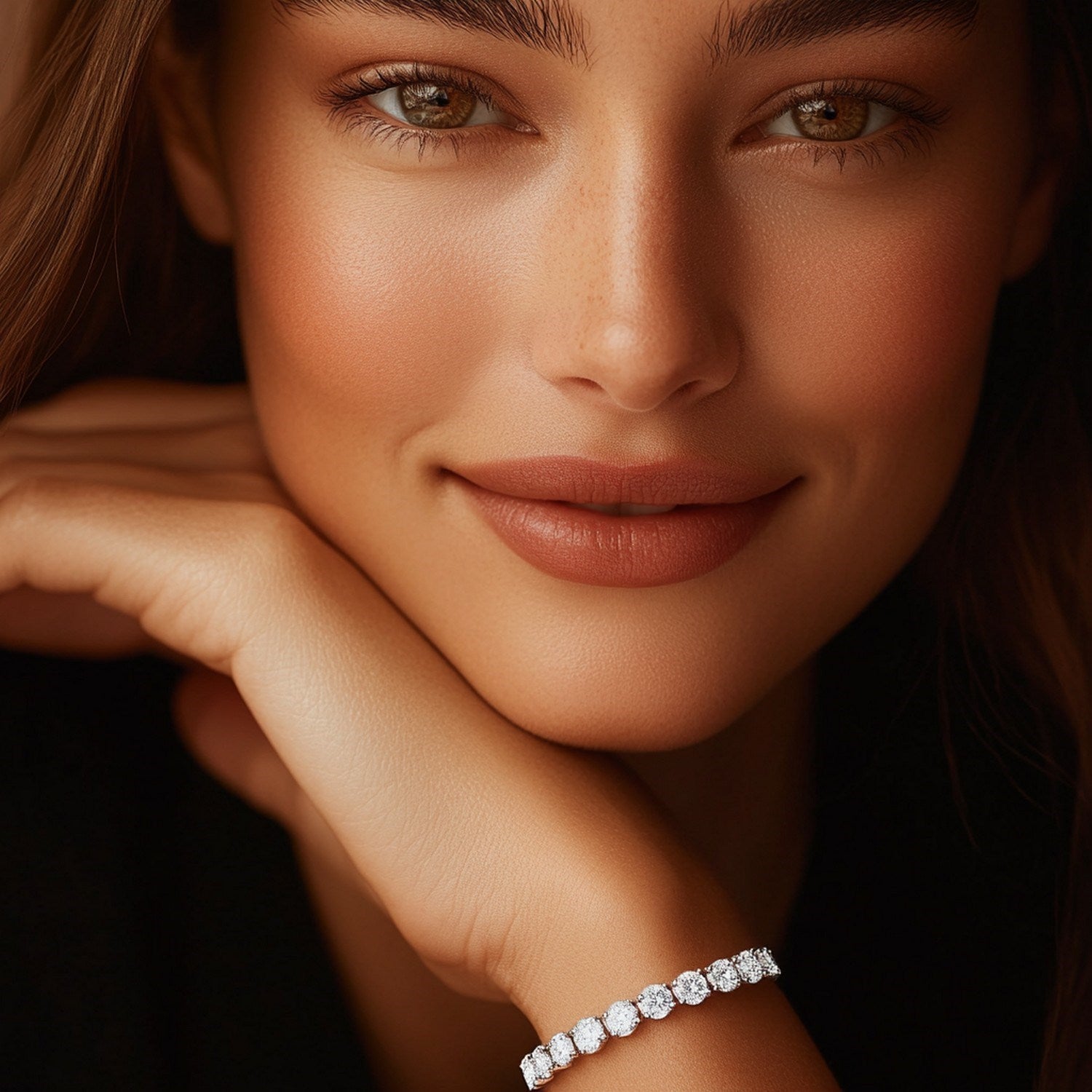 Elegant 14k white gold tennis bracelet featuring round lab-grown diamonds, totaling 8 cctw, showcasing refined luxury.