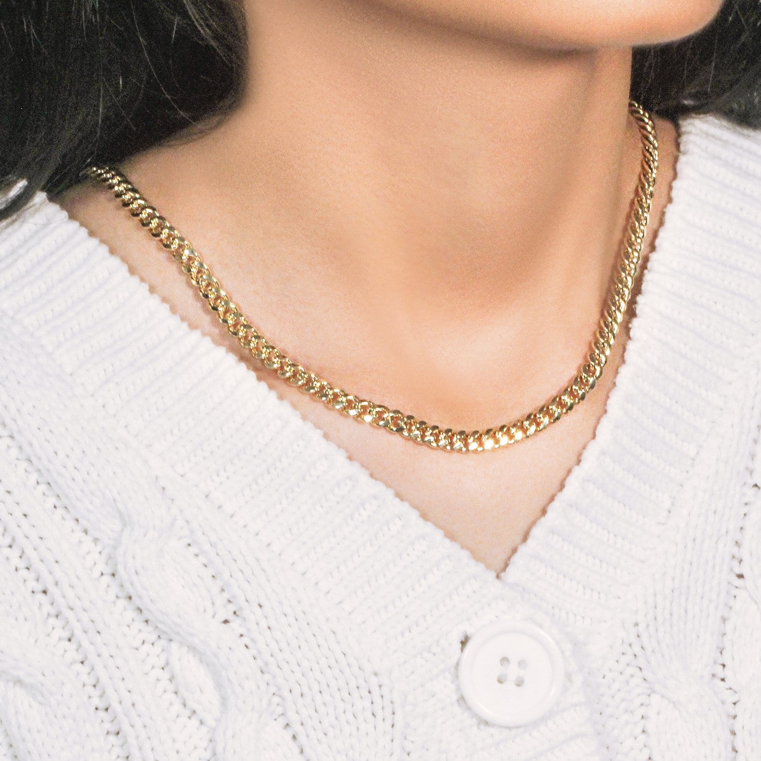14k yellow gold semi solid Miami Cuban chain, 5.00 mm, elegantly designed for a luxurious statement.