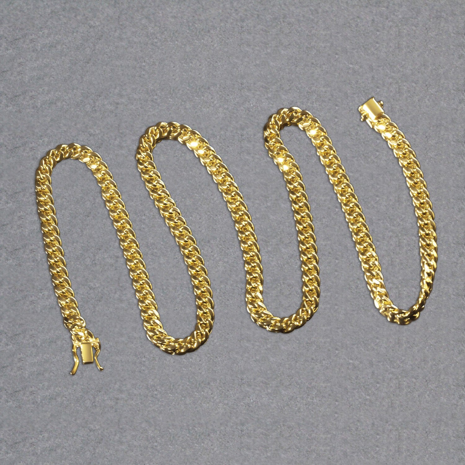 14k yellow gold semi-solid Miami Cuban chain, 5.00 mm, showcasing an elegant round design for a luxurious look.
