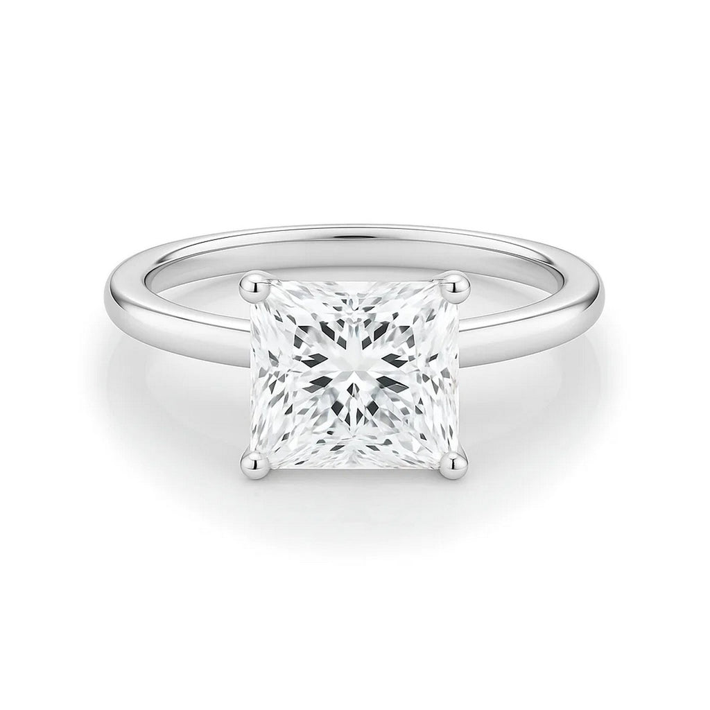 2 carat princess cut lab-grown diamond solitaire ring in 10K white gold, showcasing modern elegance and timeless beauty.