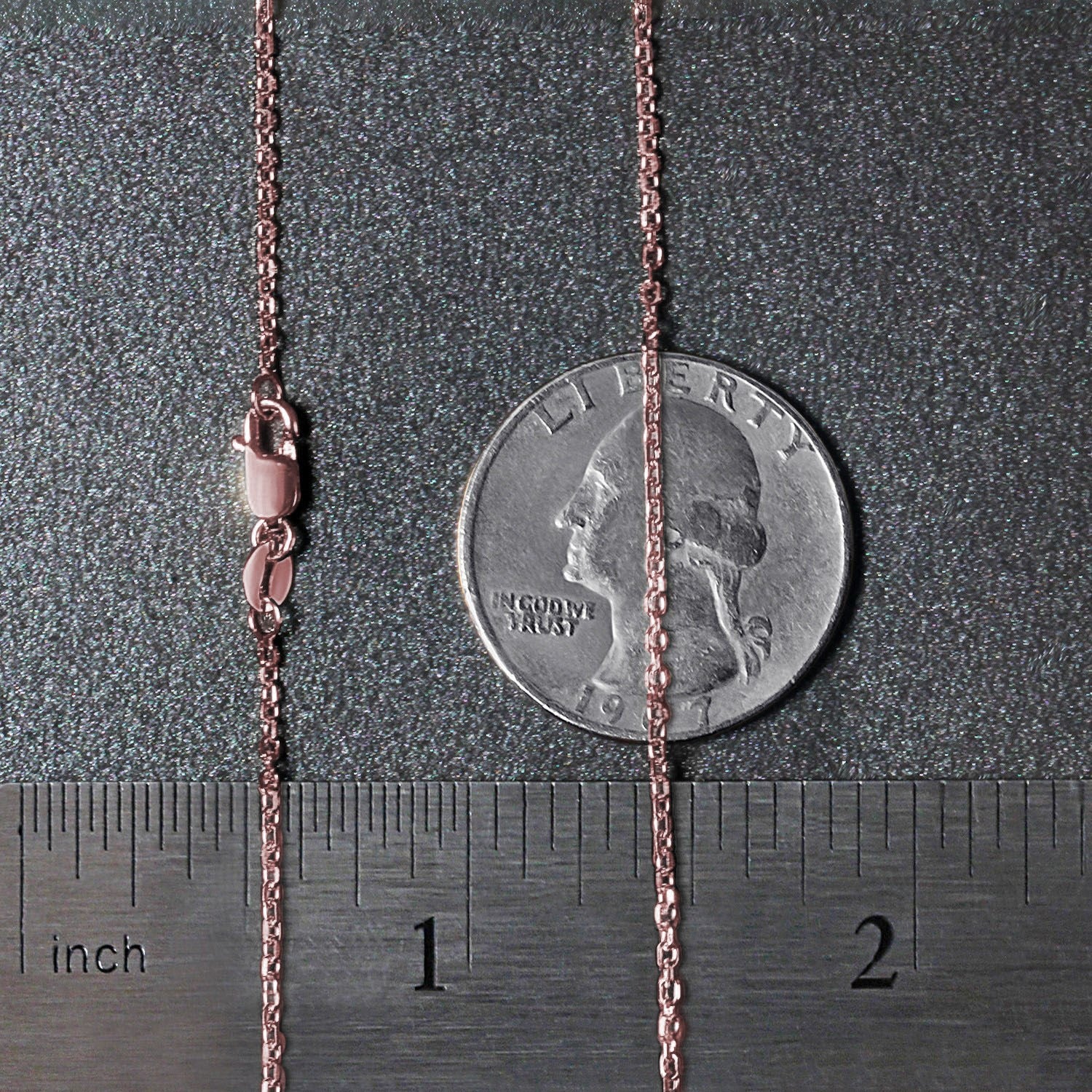 14k rose gold diamond cut cable link chain, modern design, elegant 1.30 mm links for luxurious layering or standalone wear.