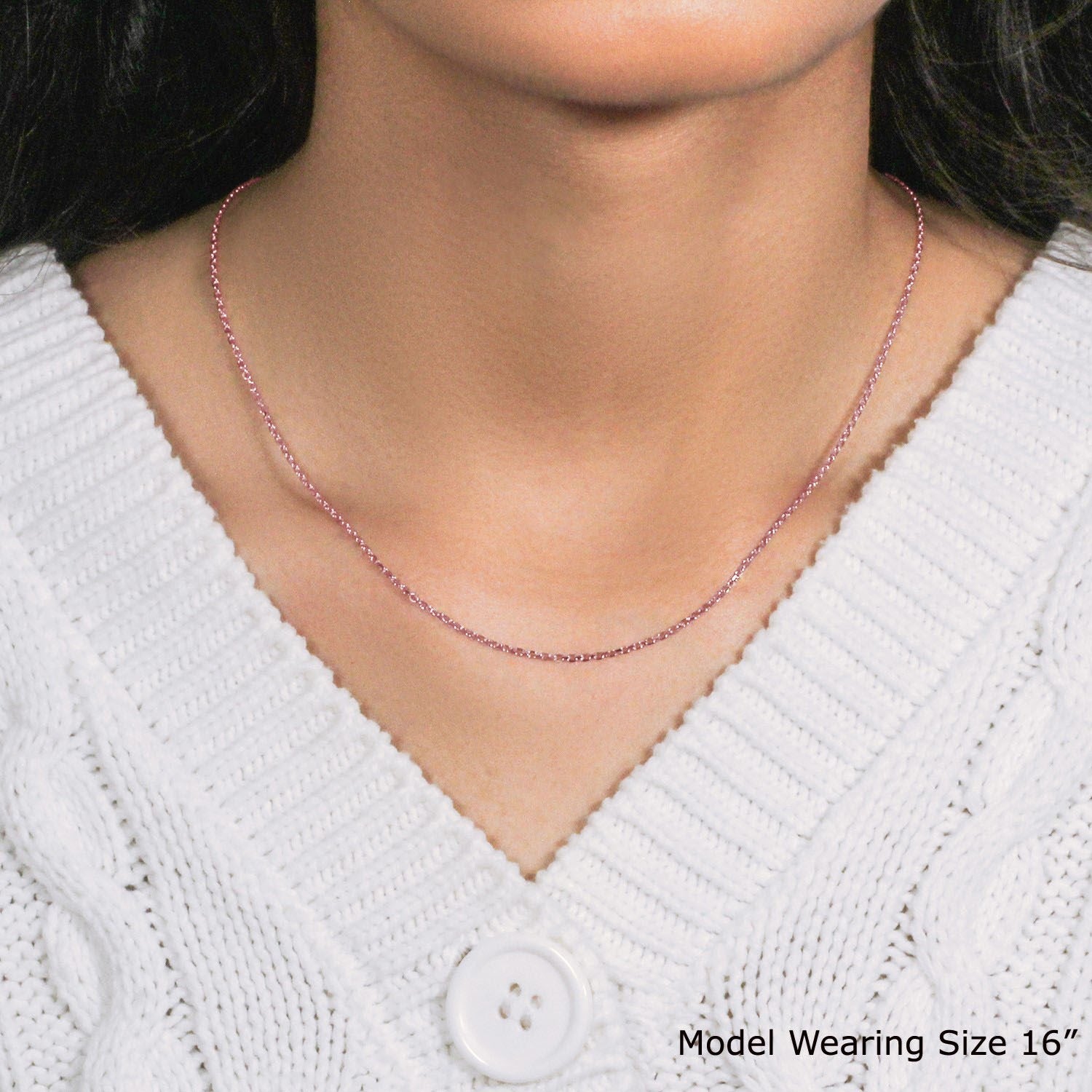 14k rose gold diamond cut cable link chain with modern design, showcasing elegant interlocking links.