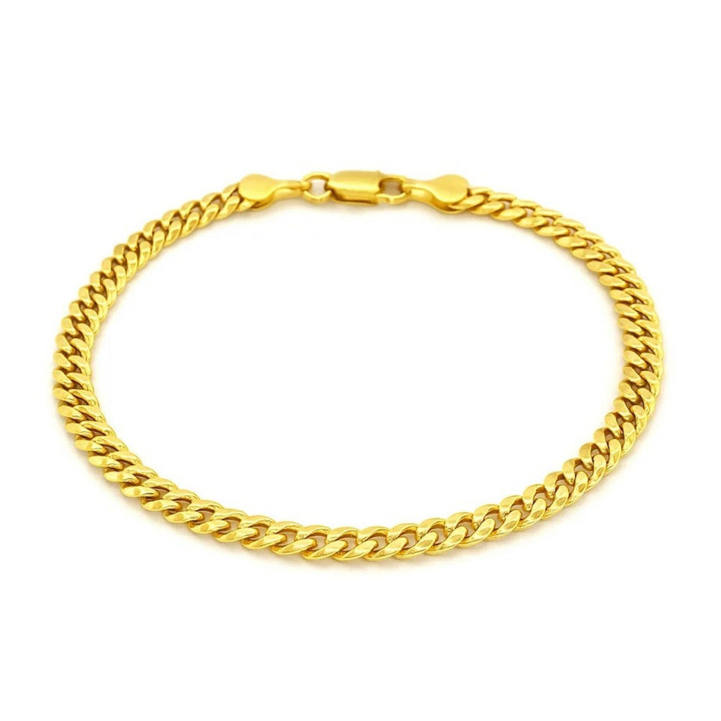 14k yellow gold Miami Cuban semi-solid bracelet with modern chain link design, 4.50 mm width, perfect for luxury styling.