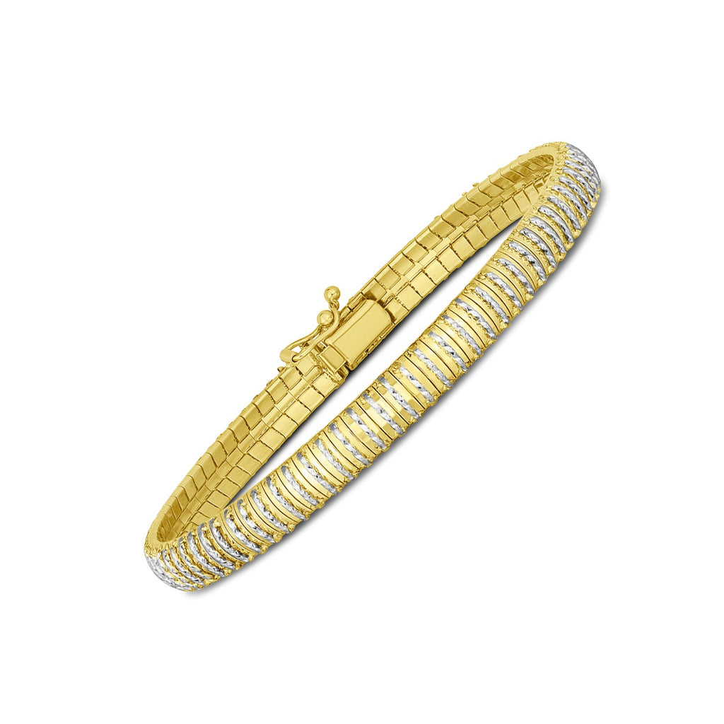 14k yellow gold diamante flex bracelet featuring elegant round chain design, perfect for sophisticated occasions.
