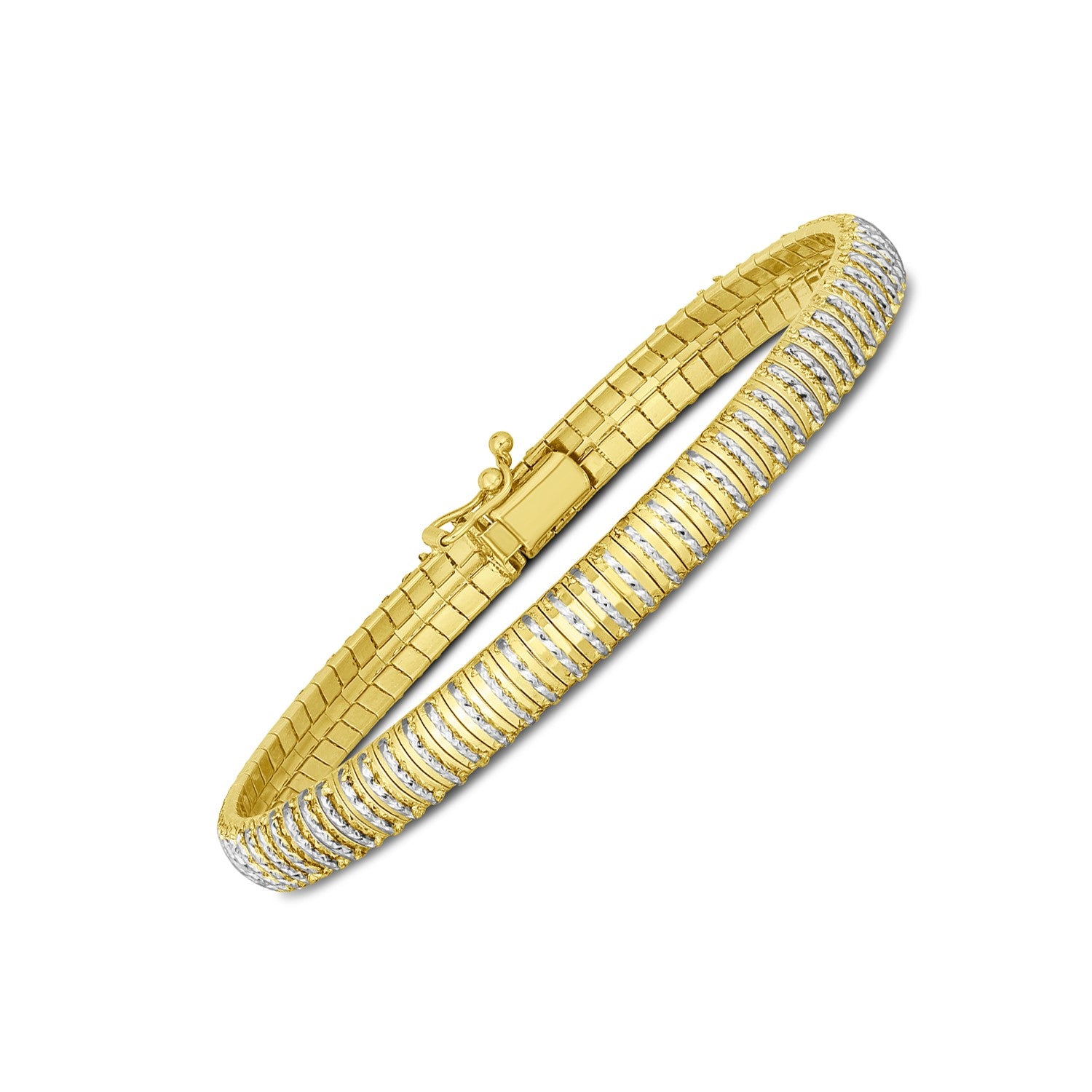 14k yellow gold diamante flex bracelet featuring elegant round chain design, perfect for sophisticated occasions.