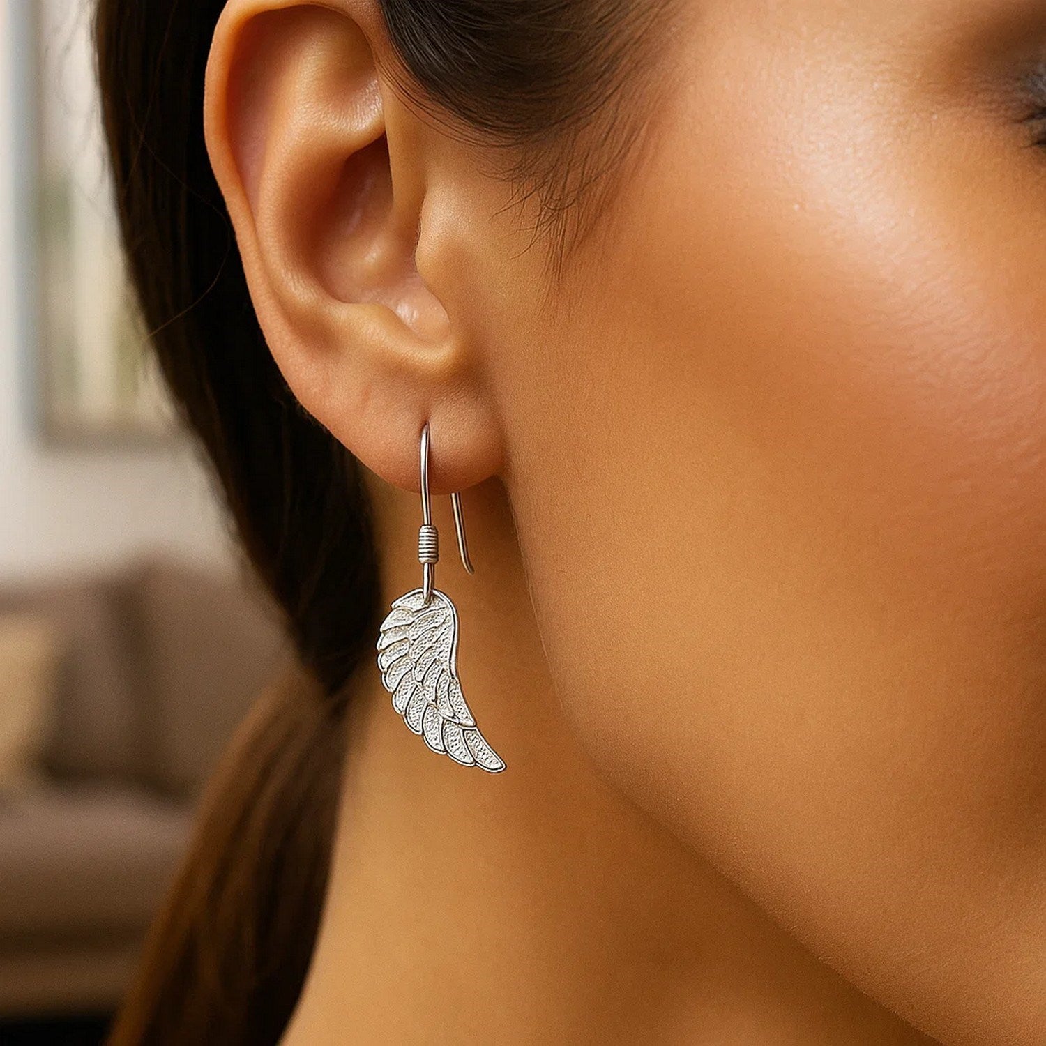 Sterling Silver Textured Drop Earrings