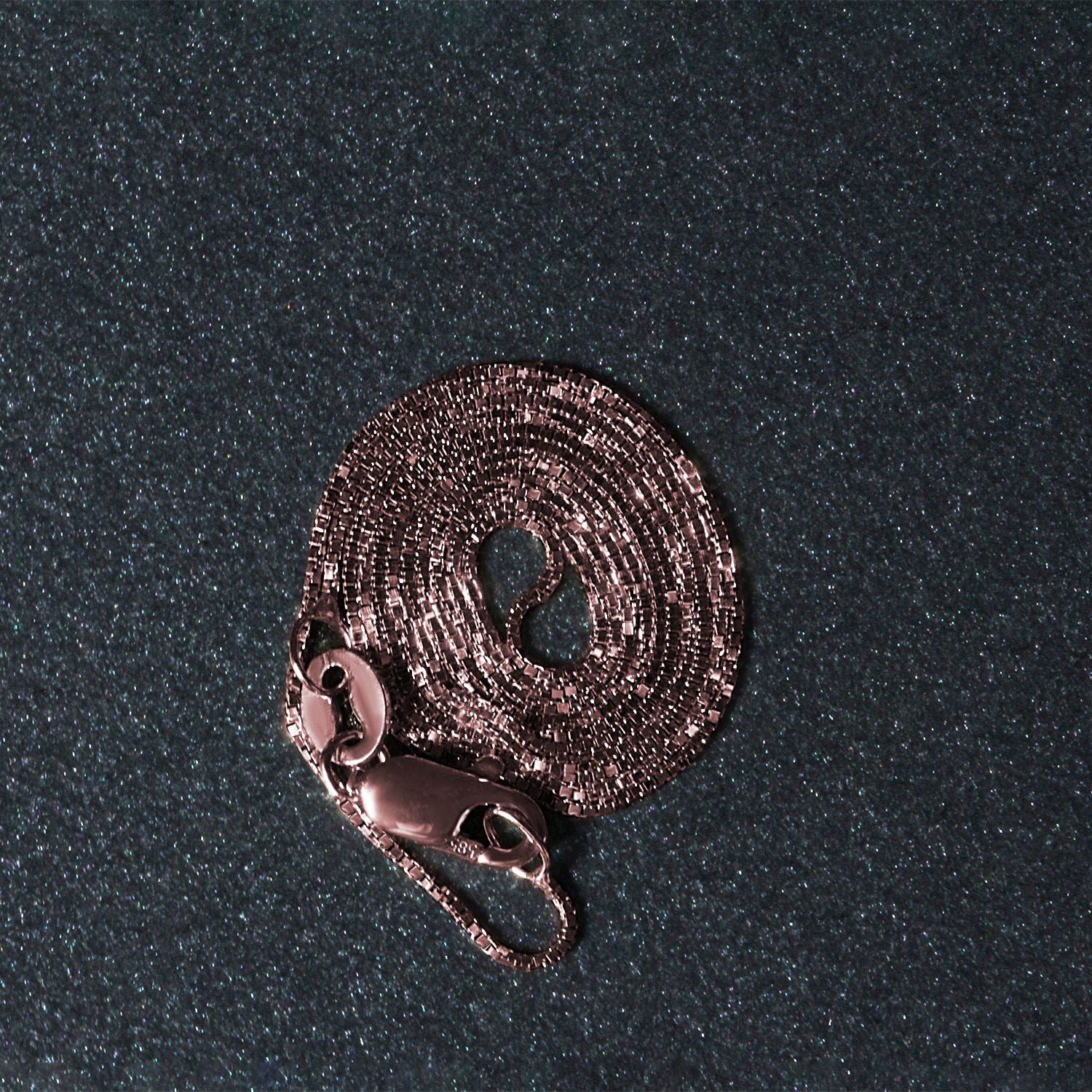 18k rose gold classic box chain with elegant links, perfect for layering or wearing solo as a timeless statement piece.
