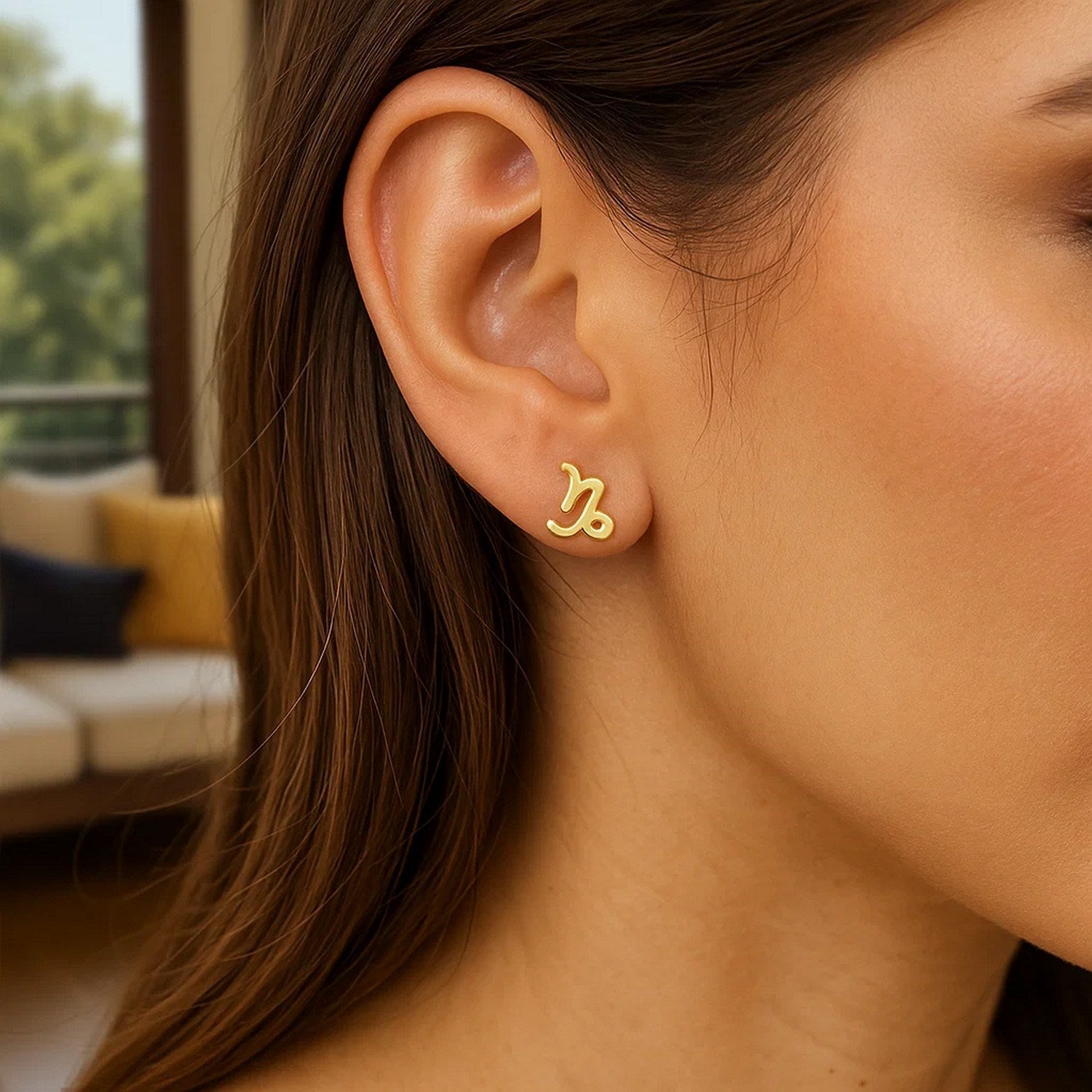 14k yellow gold polished stud earrings with a sleek modern design, perfect for elegant everyday wear.