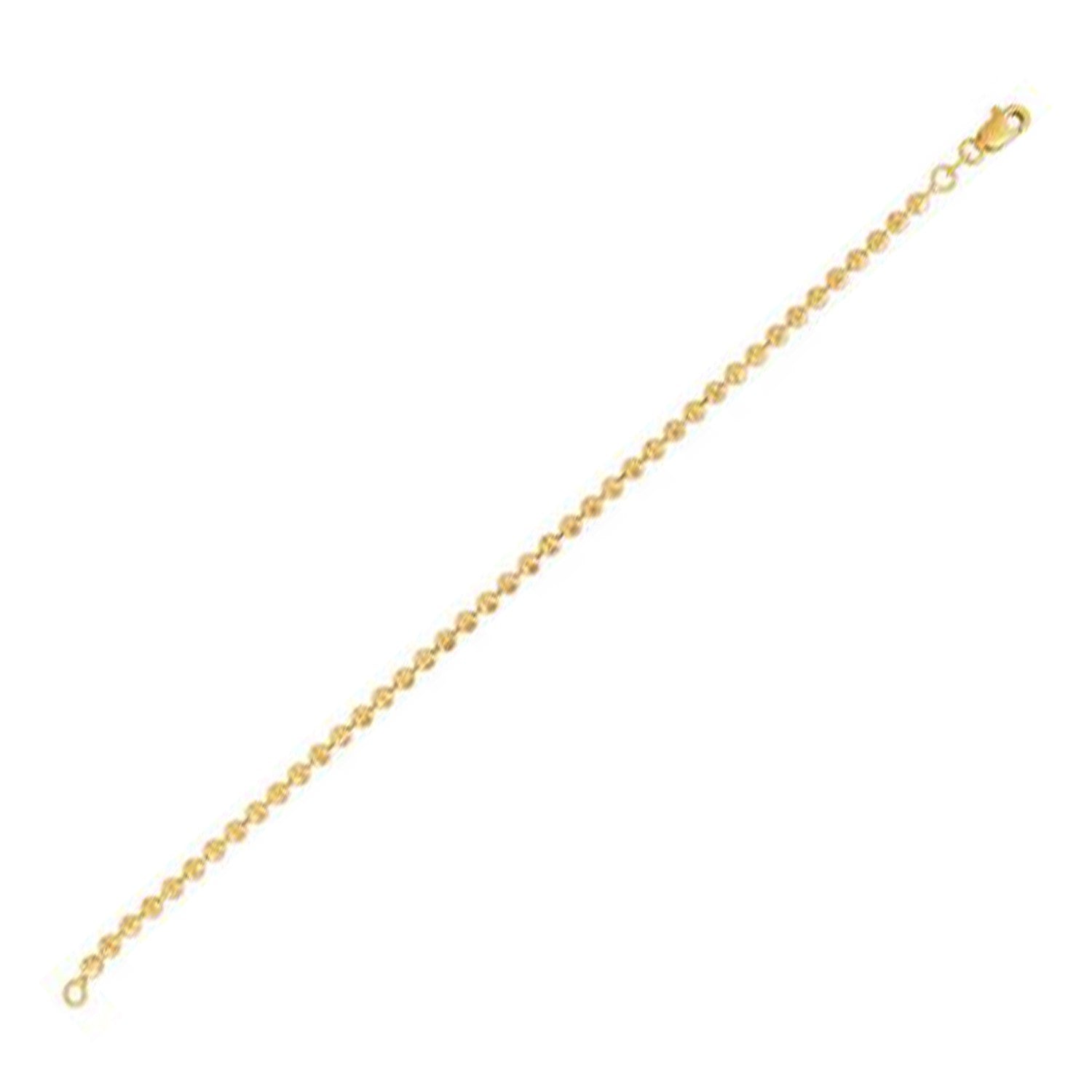 14k yellow gold moon cut bead chain, elegant design with 3.00 mm round links, perfect for layering or standalone wear.