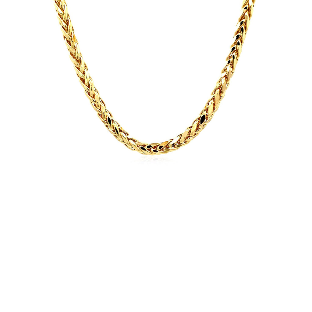 14k yellow gold diamond cut round Franco chain with a modern design, showcasing exquisite craftsmanship and elegance.