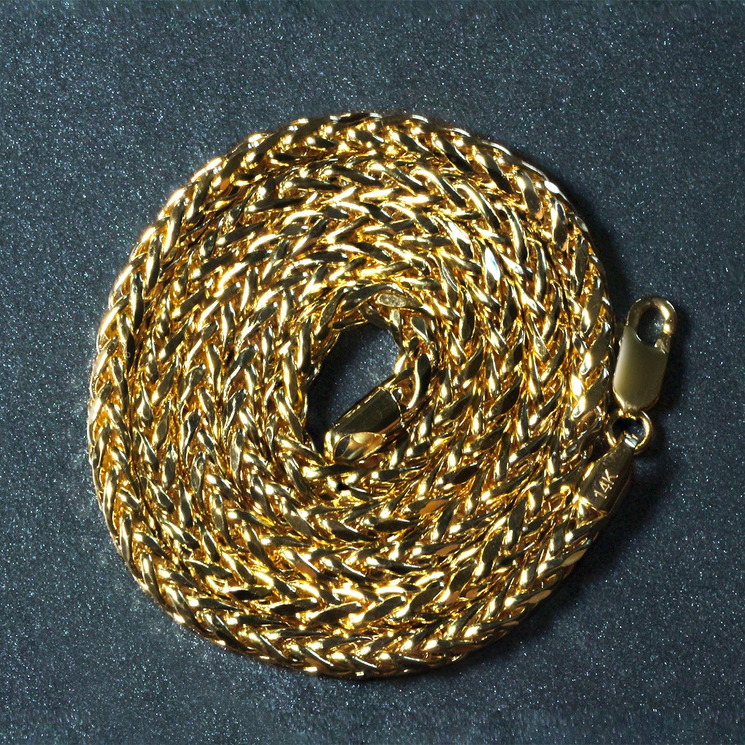 14k yellow gold diamond cut round Franco chain with modern design, showcasing exquisite craftsmanship and elegance.
