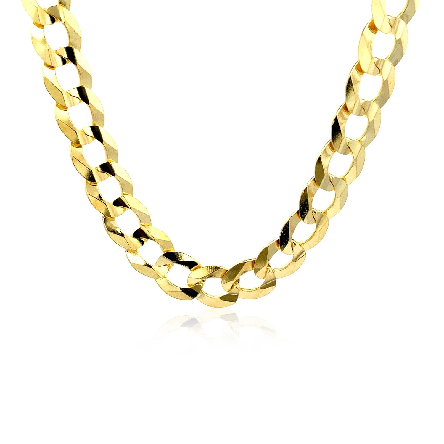 Solid curb chain in 14k yellow gold, modern design with elegant links, perfect for layering or standalone wear.