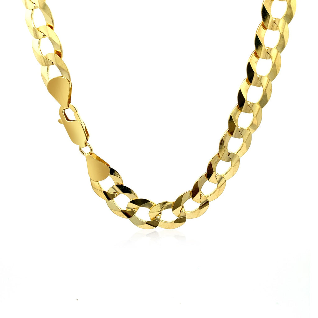 Solid curb chain in 14k yellow gold, modern design with bold links, perfect for layering or standalone elegance.