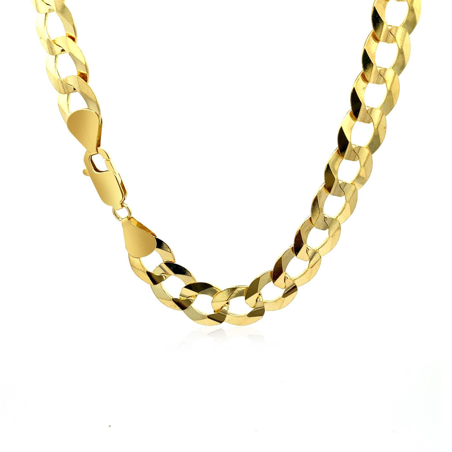 Solid curb chain in 14k yellow gold, modern design with bold links, perfect for layering or standalone elegance.