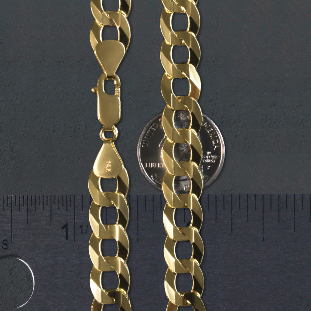 14k yellow gold solid curb chain with modern links, showcasing luxury craftsmanship and timeless elegance.