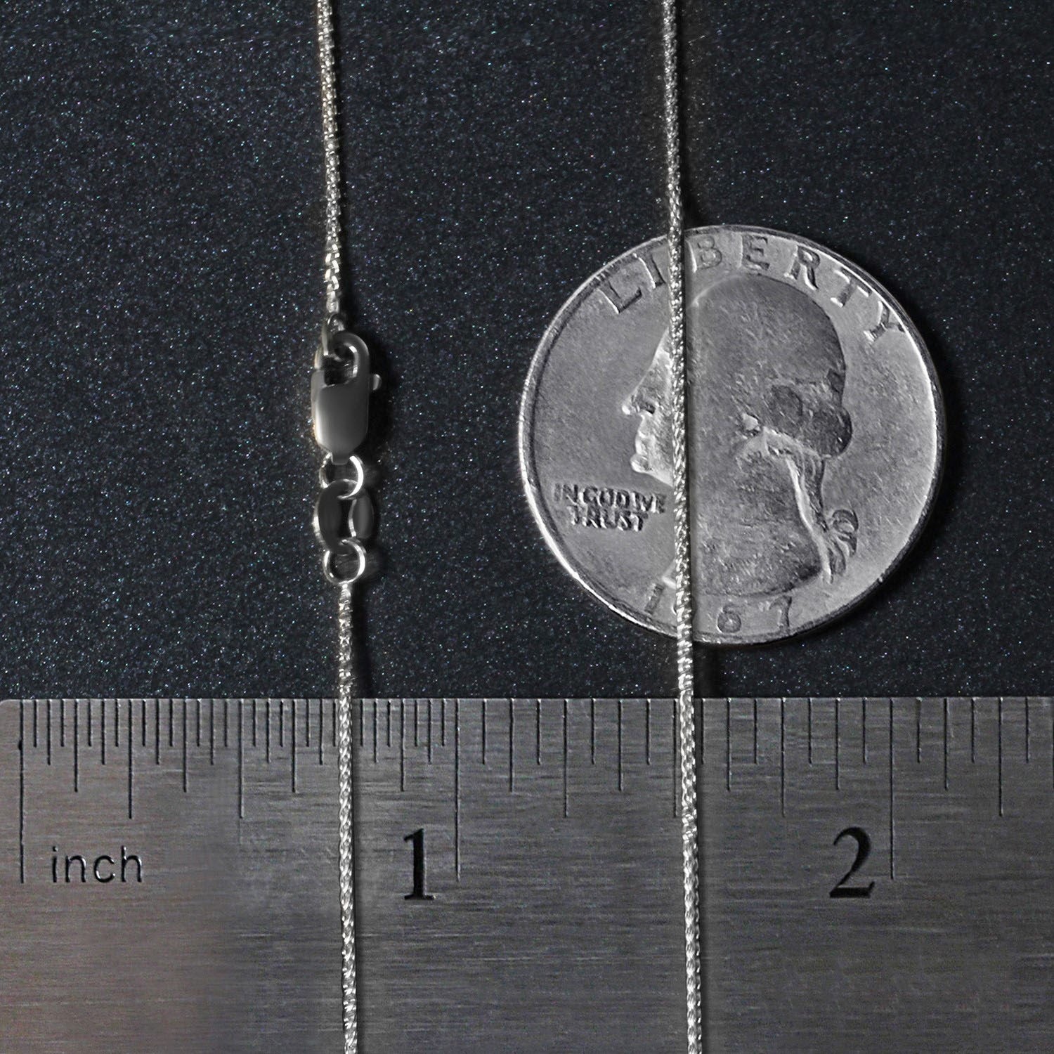 Elegant 14k white gold round wheat chain, 0.80 mm, showcasing refined craftsmanship and timeless style.