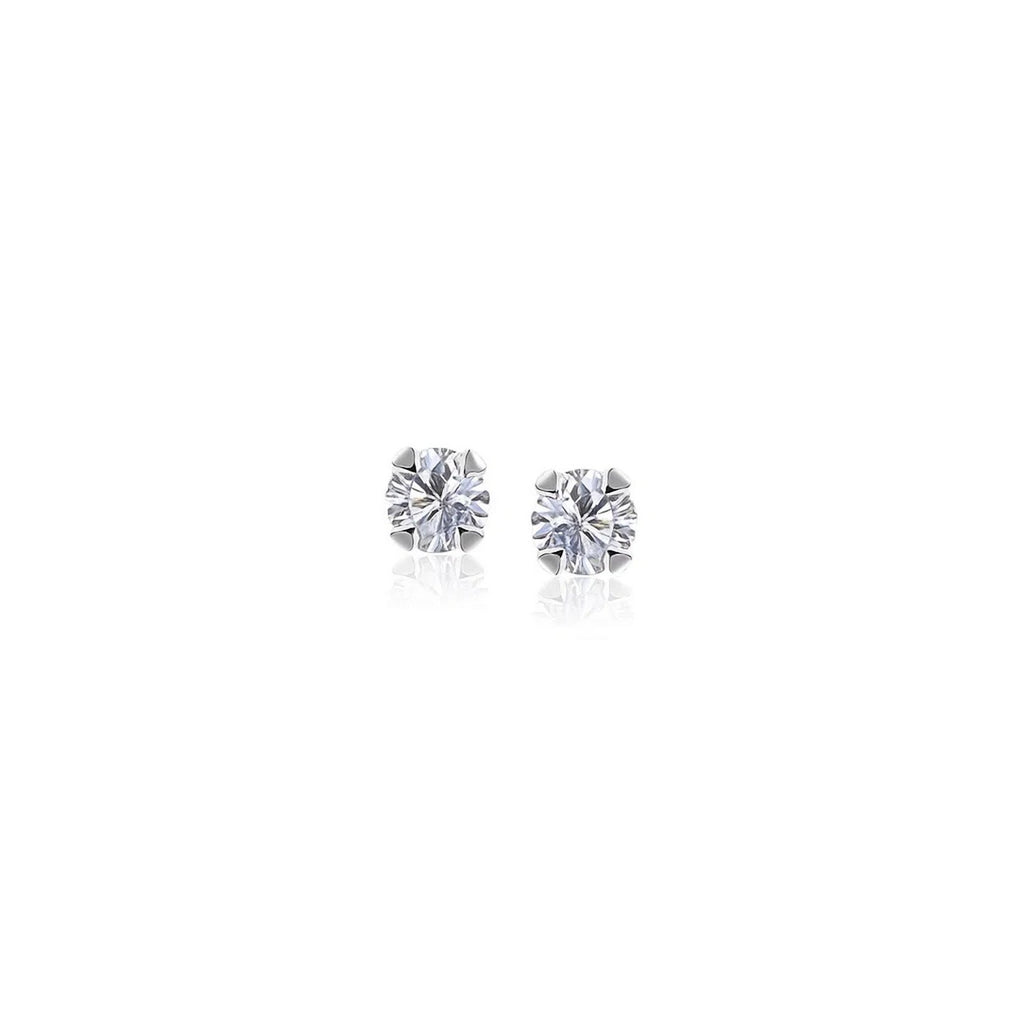 Elegant 14k white gold diamond polished stud earrings, featuring a timeless design for sophisticated style.