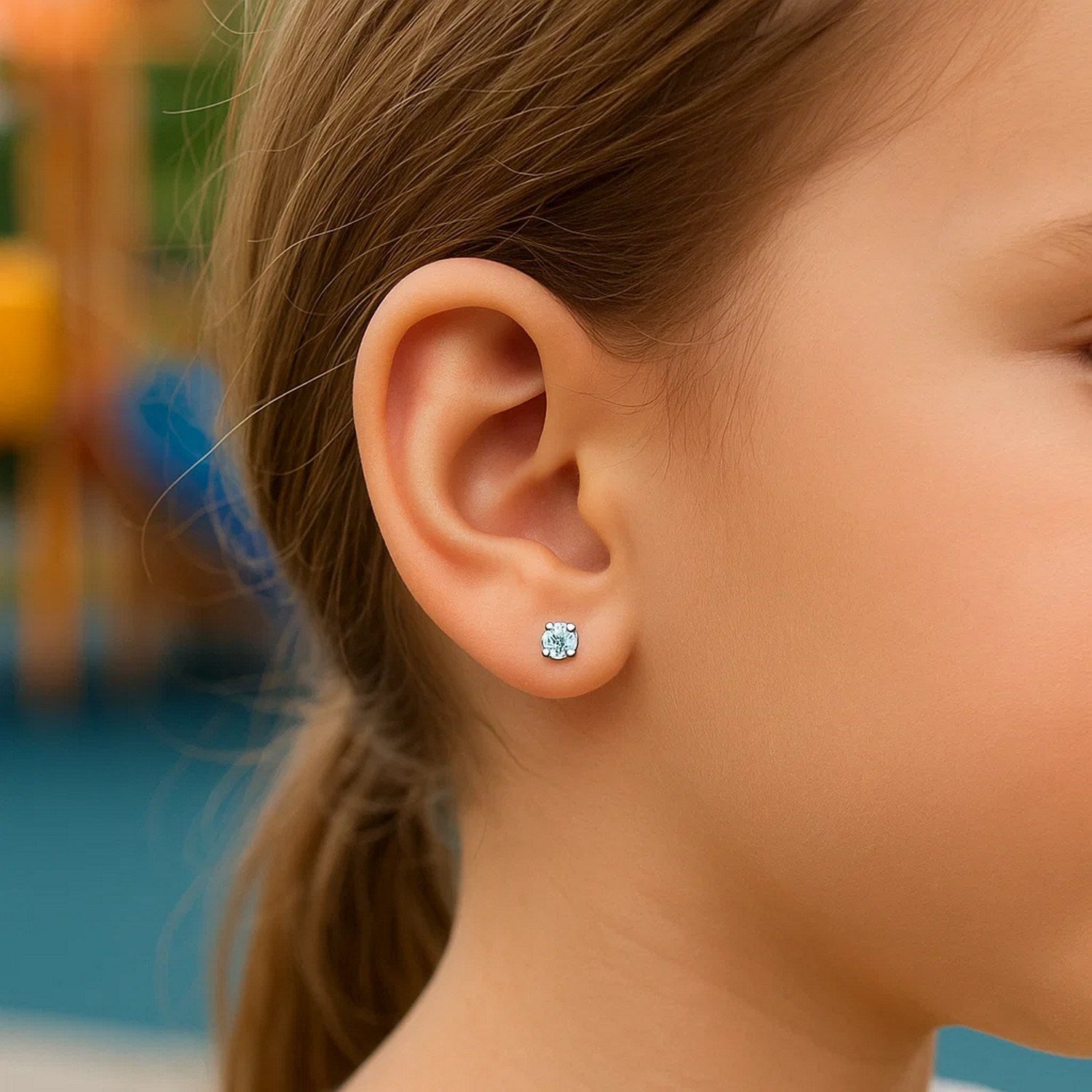 Elegant 14k white gold polished stud earrings featuring sparkling diamonds, perfect for any luxurious occasion.