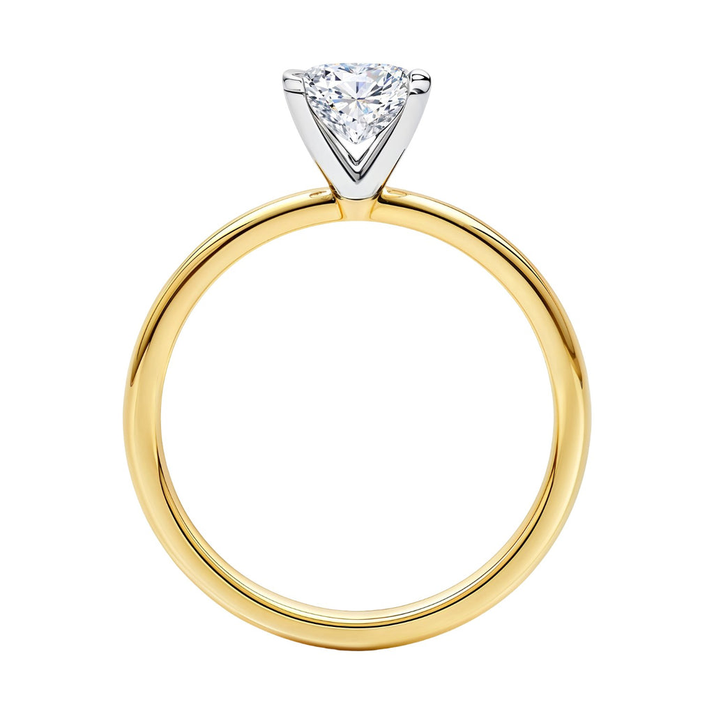 Elegant 1 carat princess cut diamond solitaire ring in 14k yellow gold, showcasing timeless luxury and sophistication.