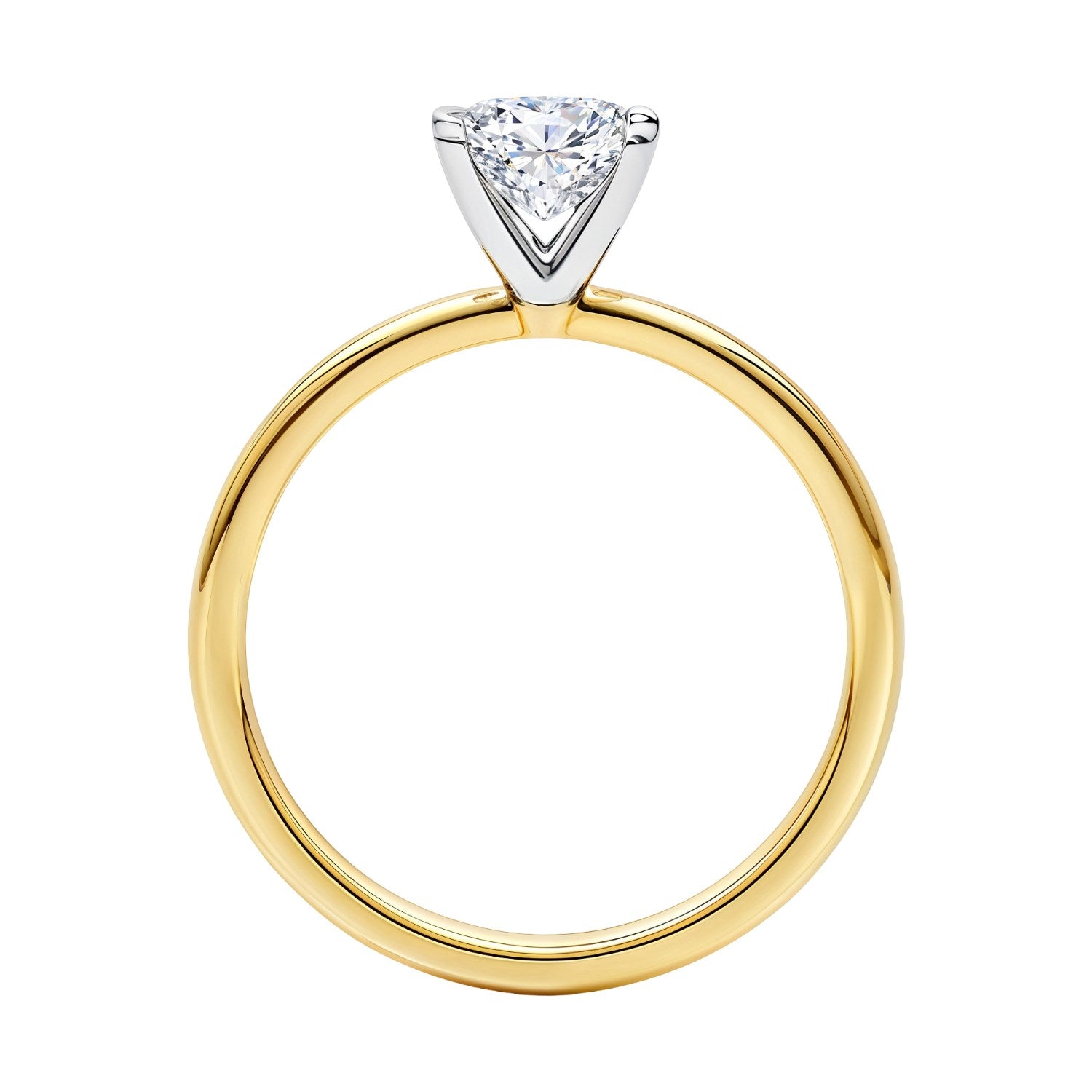 Elegant 1 carat princess cut diamond solitaire ring in 14k yellow gold, showcasing timeless luxury and sophistication.