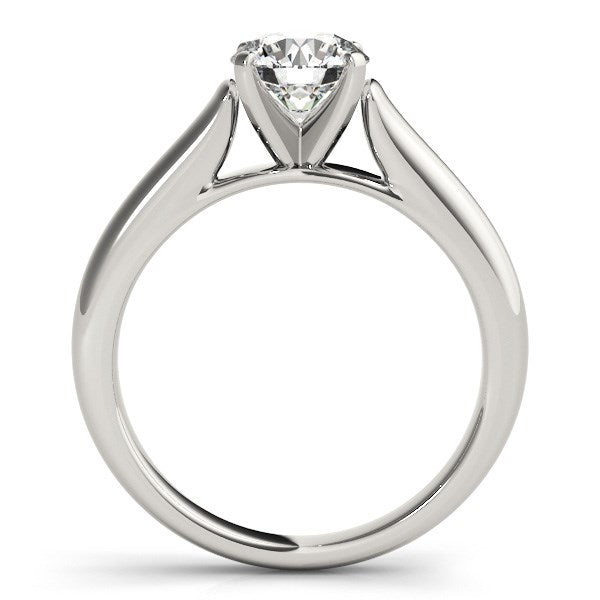 Elegant 14k white gold cathedral design solitaire diamond engagement ring showcasing a stunning 1 cttw center stone.