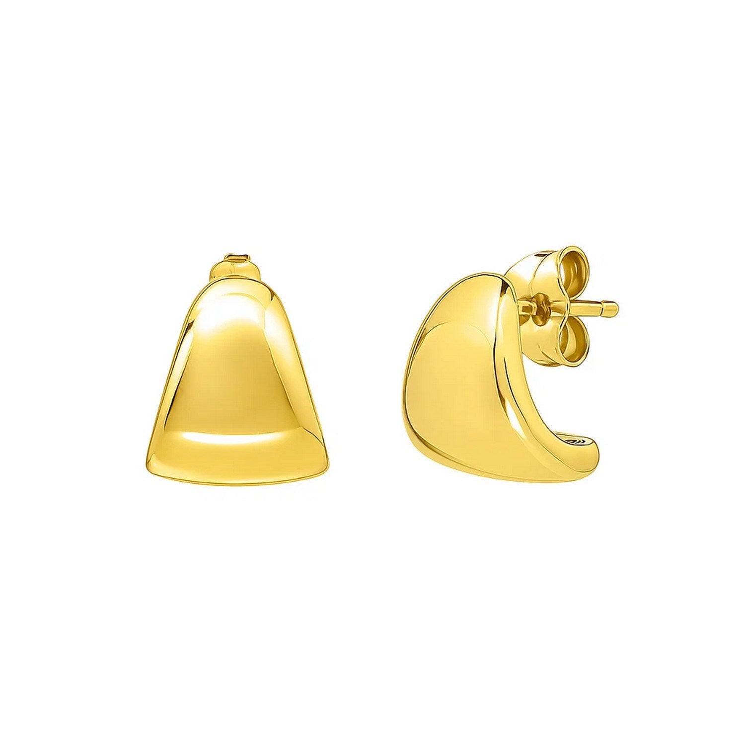 14k yellow gold polished graduated hoop earrings, a modern design perfect for elegant occasions.