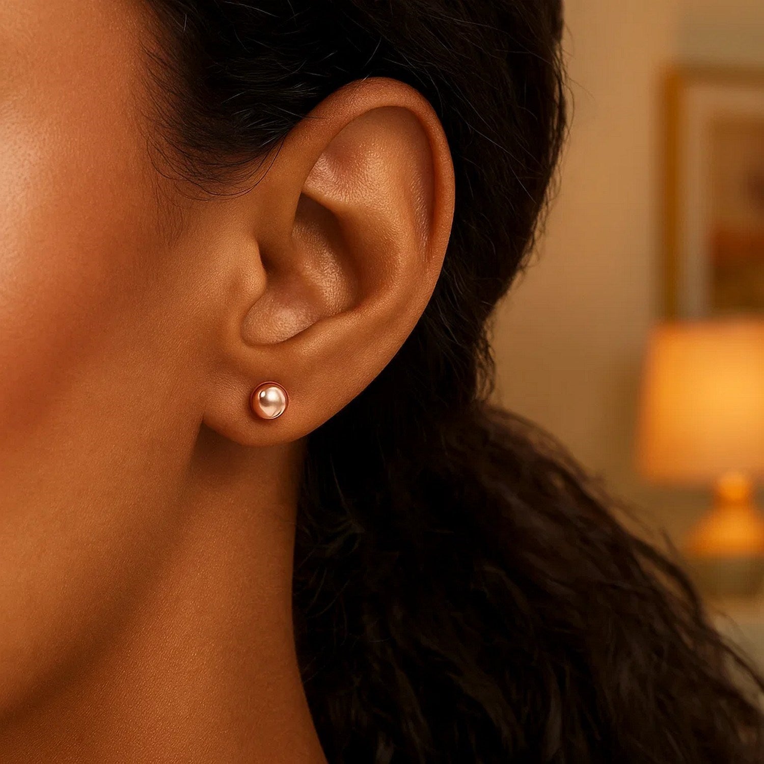 14k rose gold classic round stud earrings showcasing timeless elegance and refined craftsmanship.