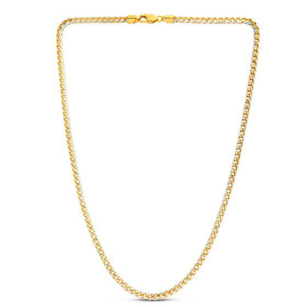 14k yellow gold round pave Franco chain, 4.00 mm, elegant design with a luxurious shine, perfect for layering or standalon...