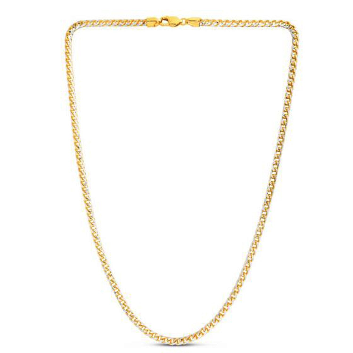 14k yellow gold round pave Franco chain, 4.00 mm, elegant design with a luxurious shine, perfect for layering or standalon...