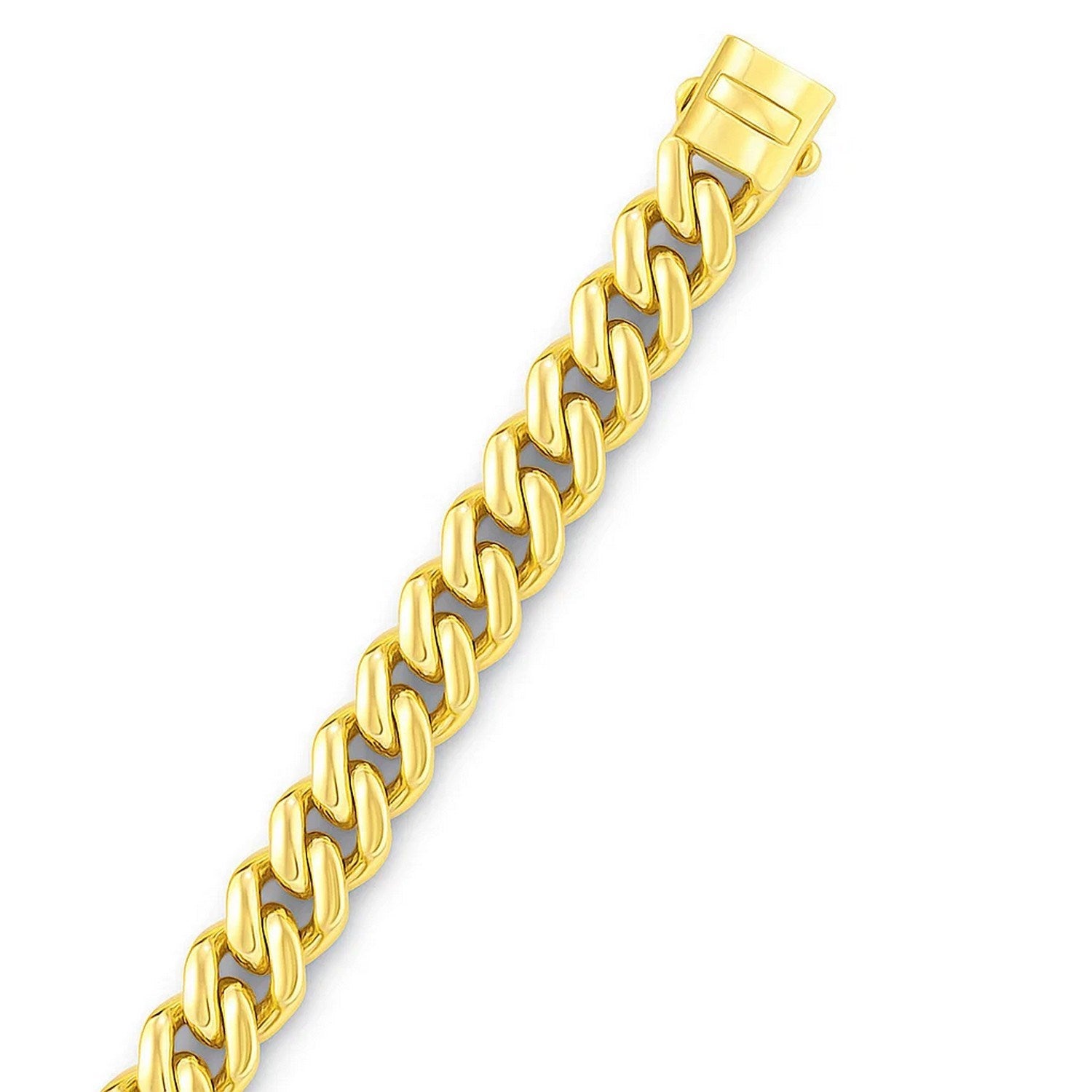 14k yellow gold polished curb chain bracelet with modern link design, showcasing elegance and luxury craftsmanship.
