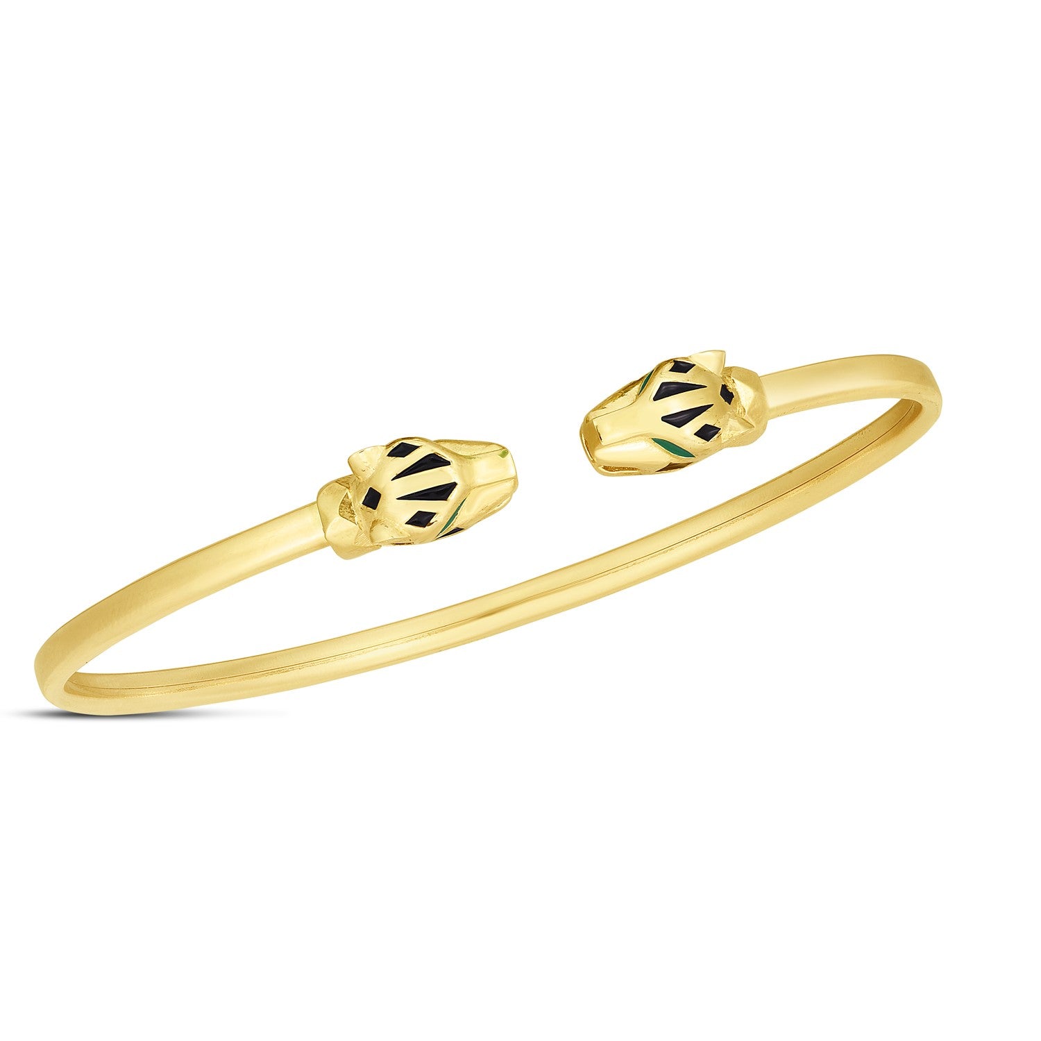 14k yellow gold modern panther bangle, elegantly designed with a sleek 3.00 mm profile for a luxurious touch.