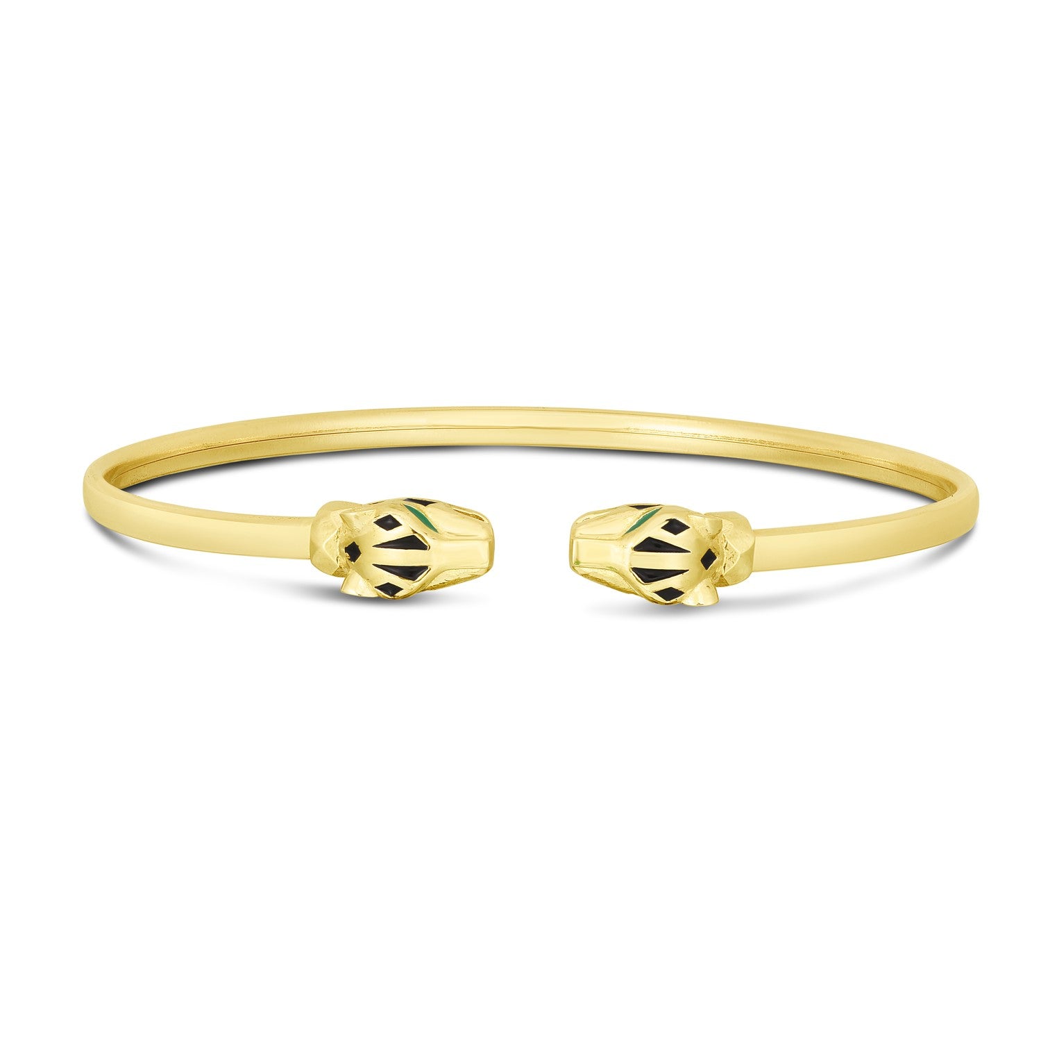 14k yellow gold modern panther bangle, elegantly designed with a sleek 3.00 mm profile for luxury appeal.