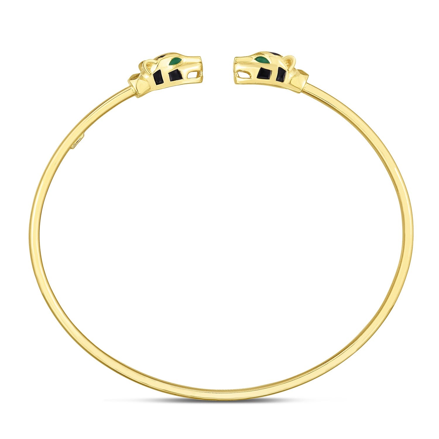 14k yellow gold modern panther bangle, elegantly designed with a sleek 3.00 mm profile for luxury appeal.