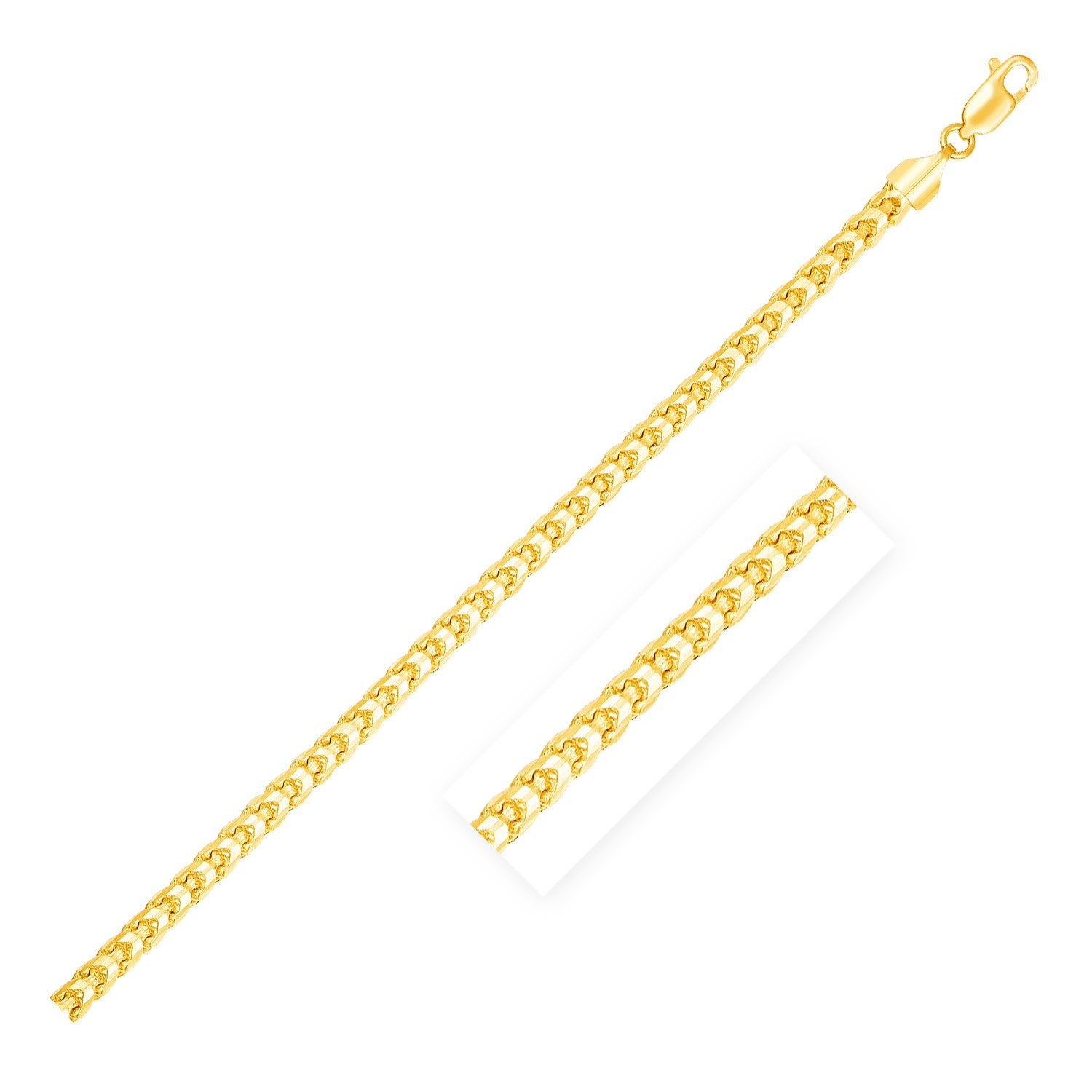 14k yellow gold diamond cut round Franco chain, 4.60 mm, showcasing contemporary elegance and luxurious craftsmanship.