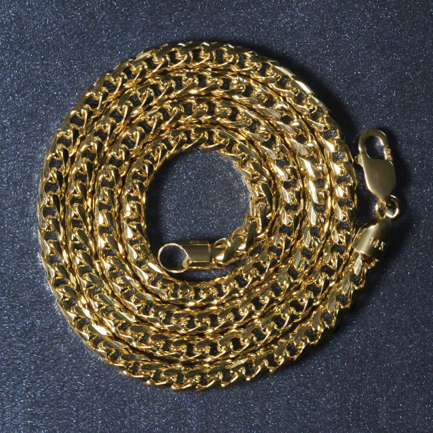 14k yellow gold diamond cut round Franco chain, 4.60 mm, showcasing contemporary elegance and luxurious shine.